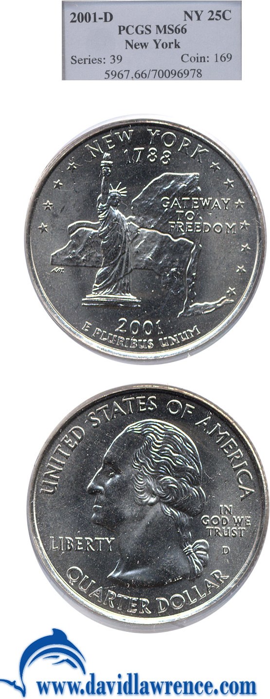 2001-D 25c New York PCGS MS66