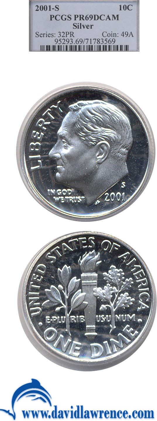 2001-S 10c Silver PR DCAM thumbnail 19