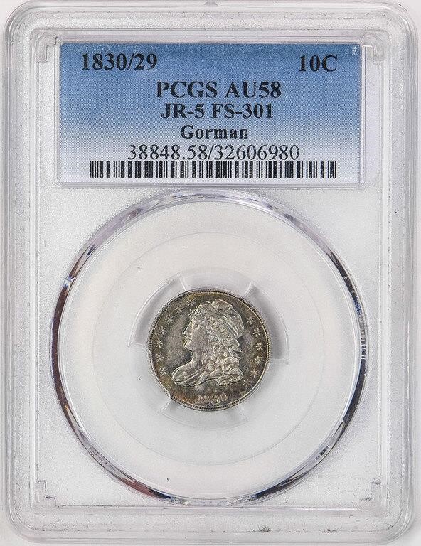 1830/29 10c Overdate, JR-5, FS-301 VF20 CAC thumbnail 22