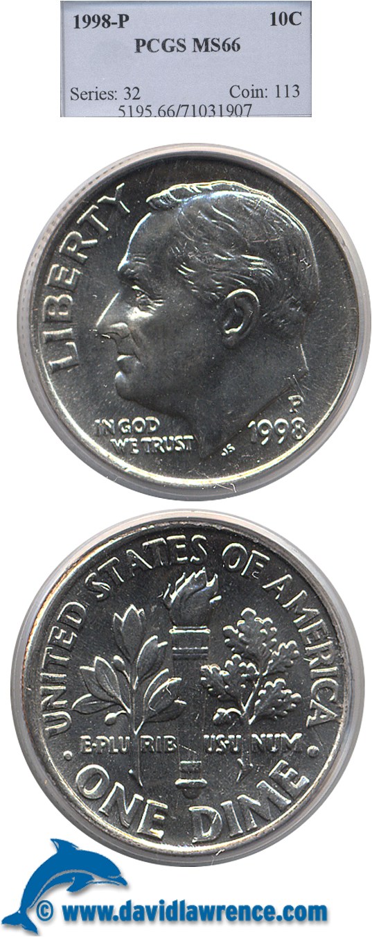 1998-P 10c PCGS MS66