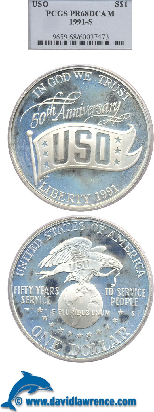 1991-S $1 USO PCGS Proof 68 DCameo