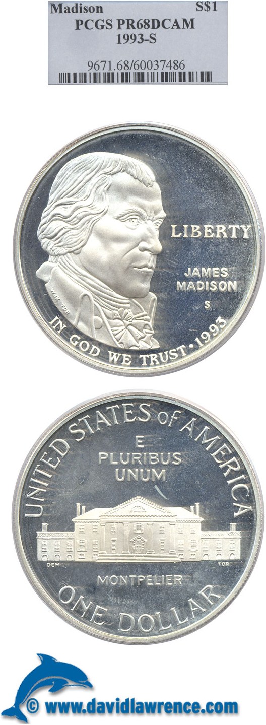 1993-S S$1 James Madison Bill of Rights PR DCAM PR68 DCAM thumbnail 11