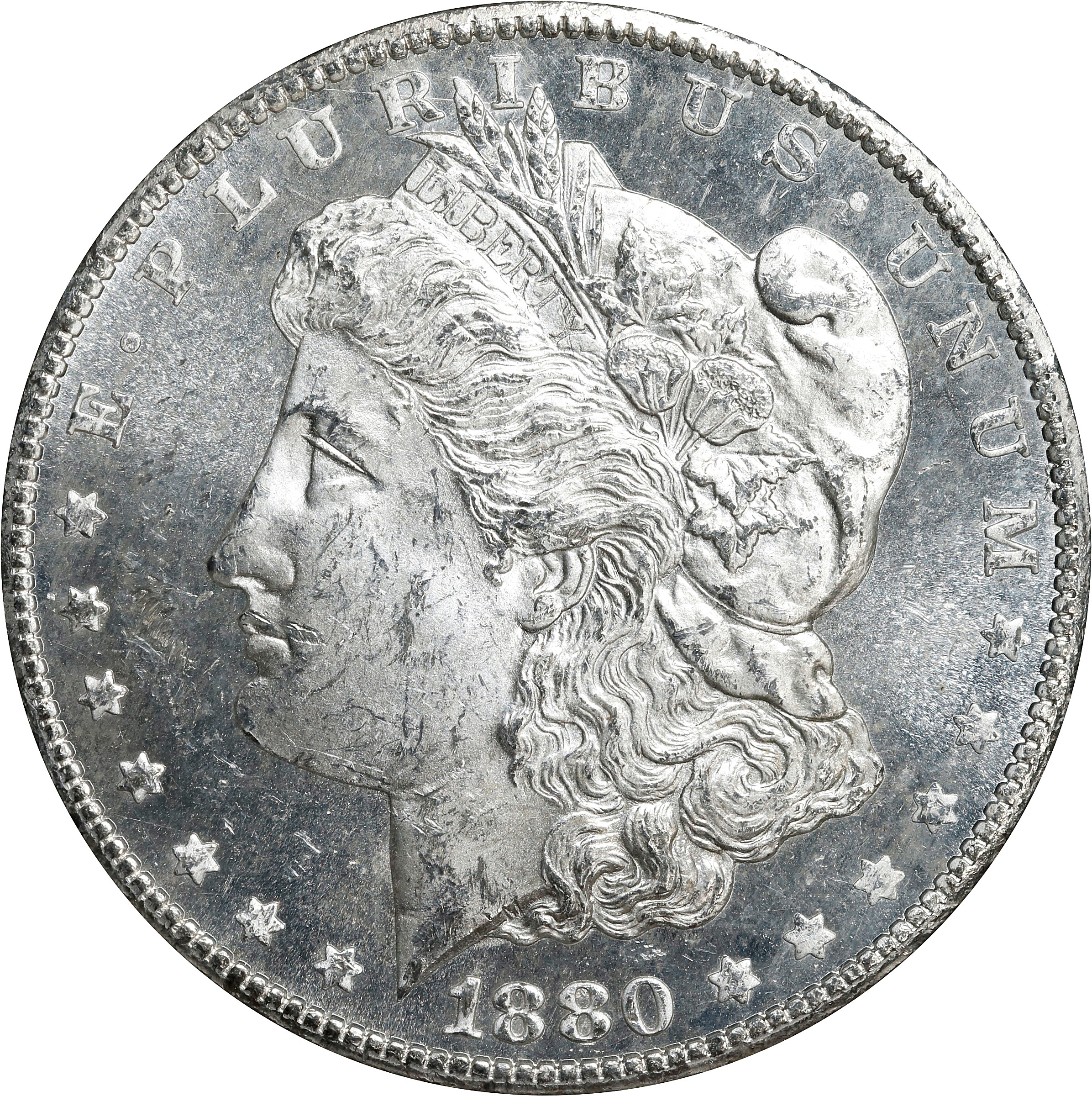 1880-CC GSA Morgan Silver Dollar. 8/High 7. MS-63 PL (NGC).