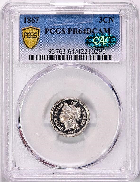 1867 3cN PR DCAM PR63 DCAM CAC thumbnail 3