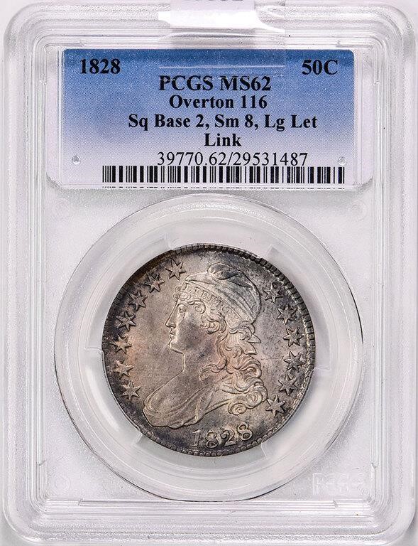 1828 50c Square Base 2, Small 8s, Large Letters, O-116 MS60 thumbnail 4