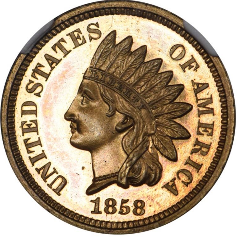 1858 P1c Copper-Nickel, Broad Bust, J-212 PR CAM