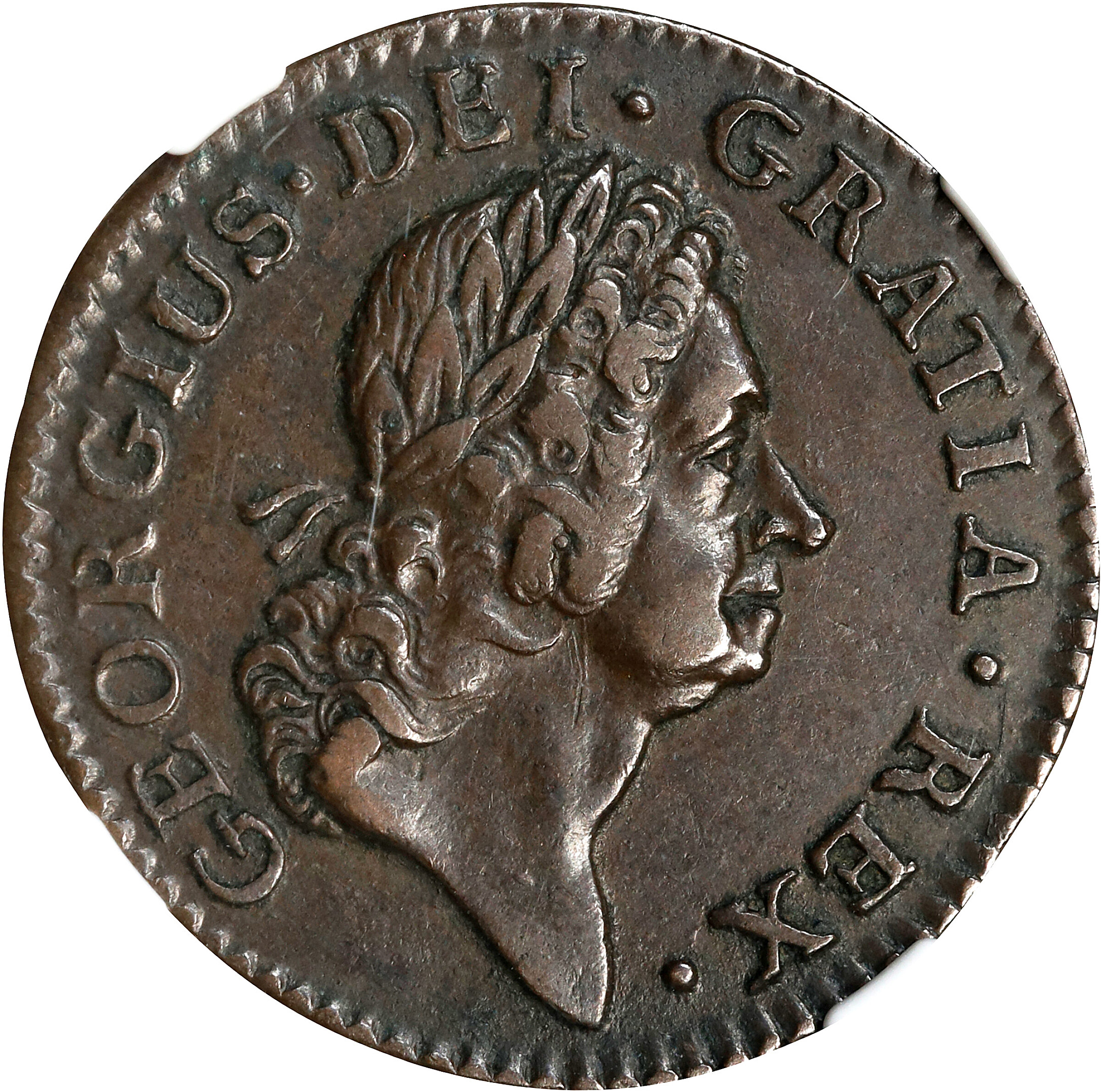 1724 Wood's Hibernia Farthing. Martin 3.22-E.2, W-12610. Rarity-4. EF-45 BN (NGC).