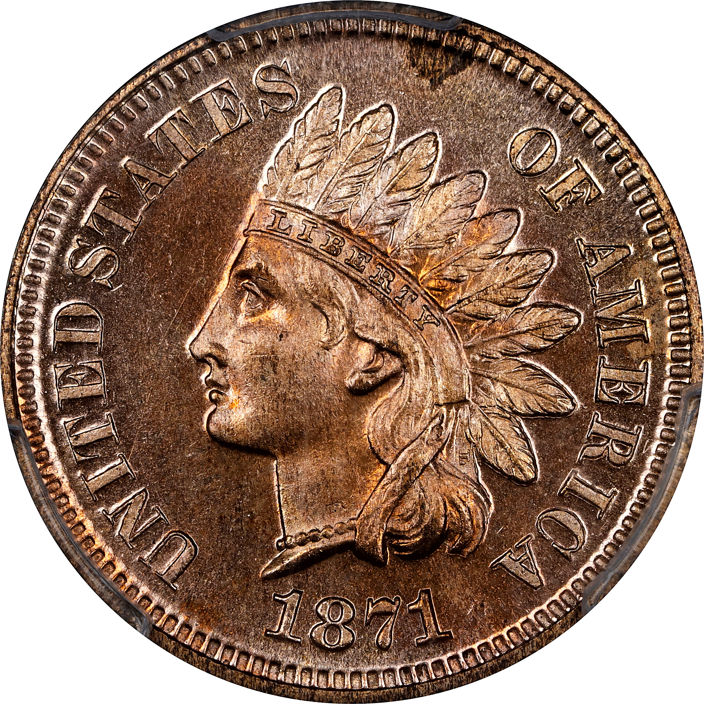 1871 Indian Cent. Proof-63 RD (PCGS).