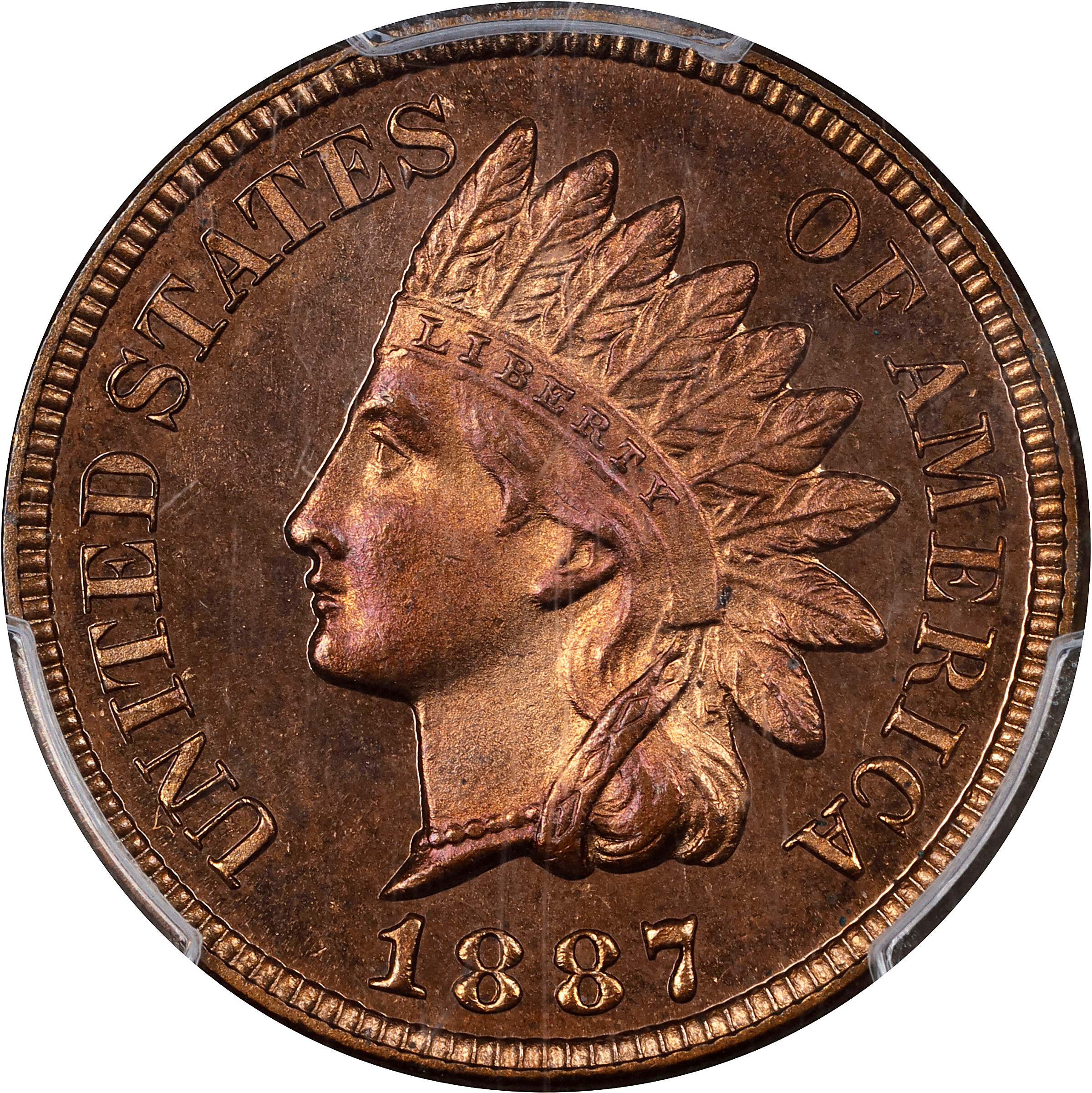 1887 Indian Cent. Proof-64+ RD (PCGS).