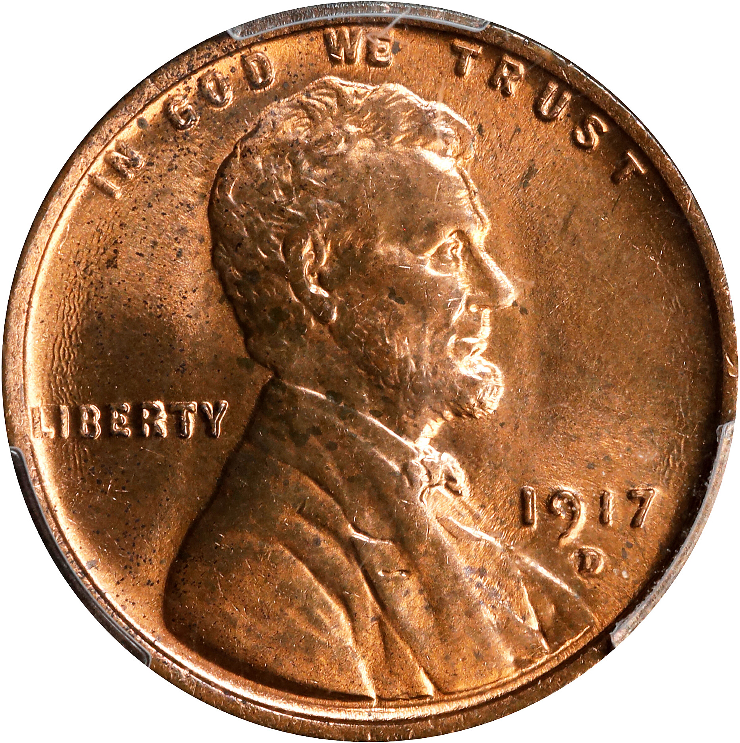 1917-D Lincoln Cent. MS-65 RD (PCGS).