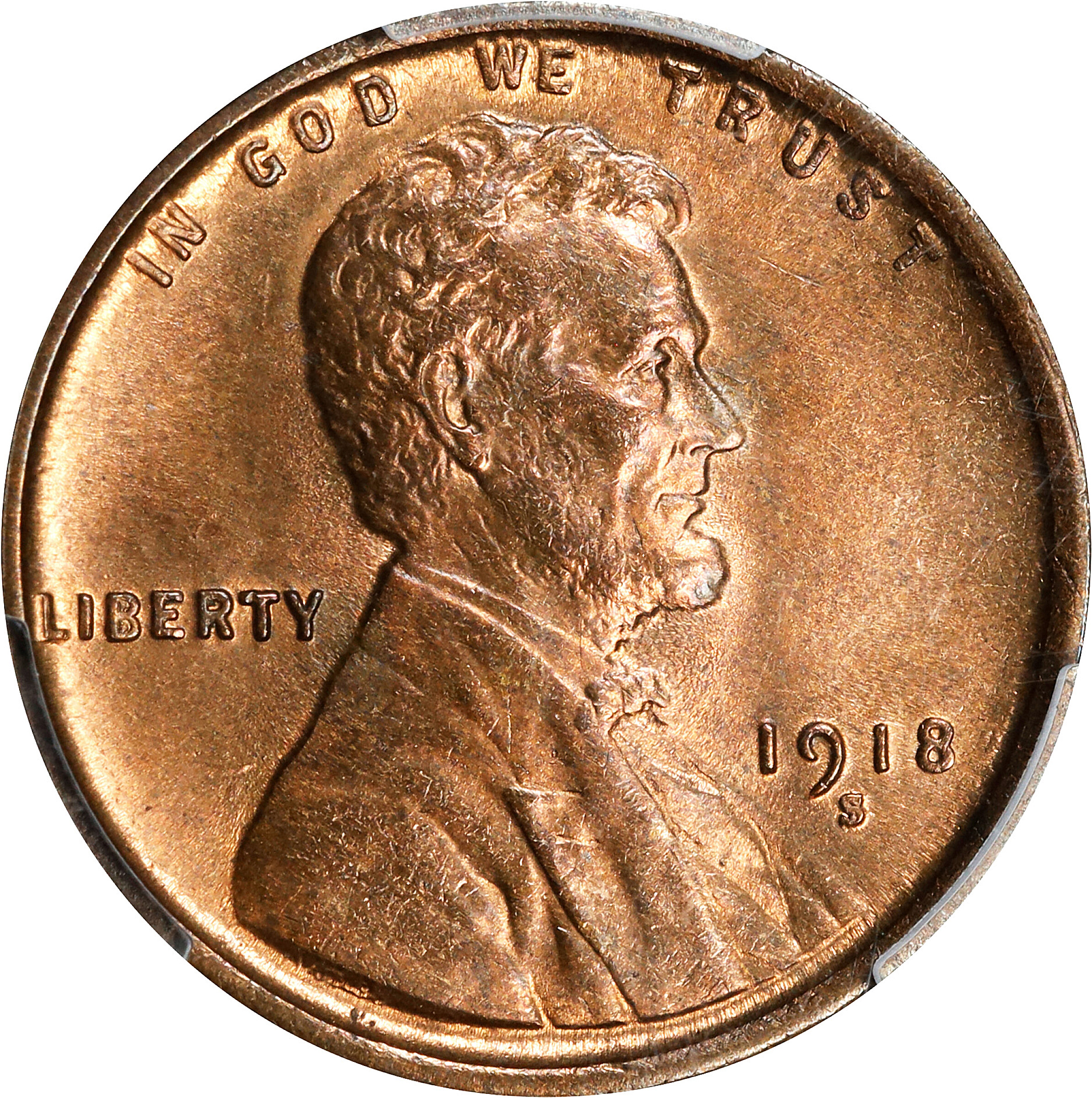 1918-S Lincoln Cent. MS-65 RB (PCGS). CAC.