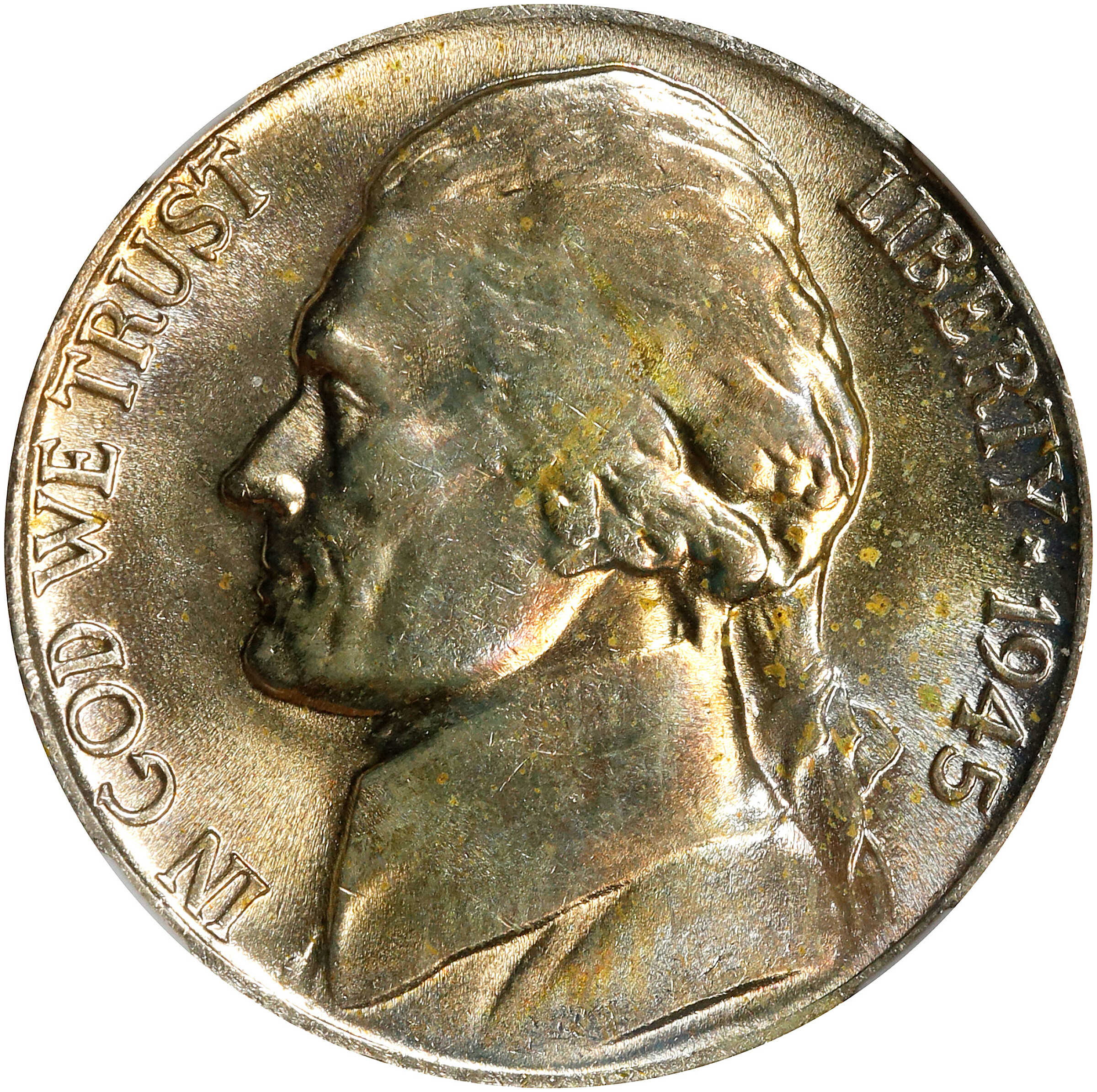 1945-P Jefferson Nickel. FS-803. Tripled Die Reverse. MS-67 (NGC).