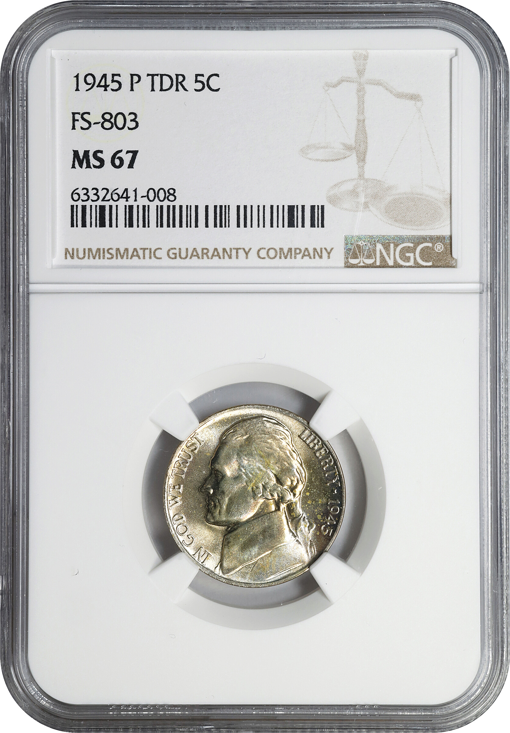 1945-P 5C Silver, Triple Die Reverse, FS-803 MS64 thumbnail 9