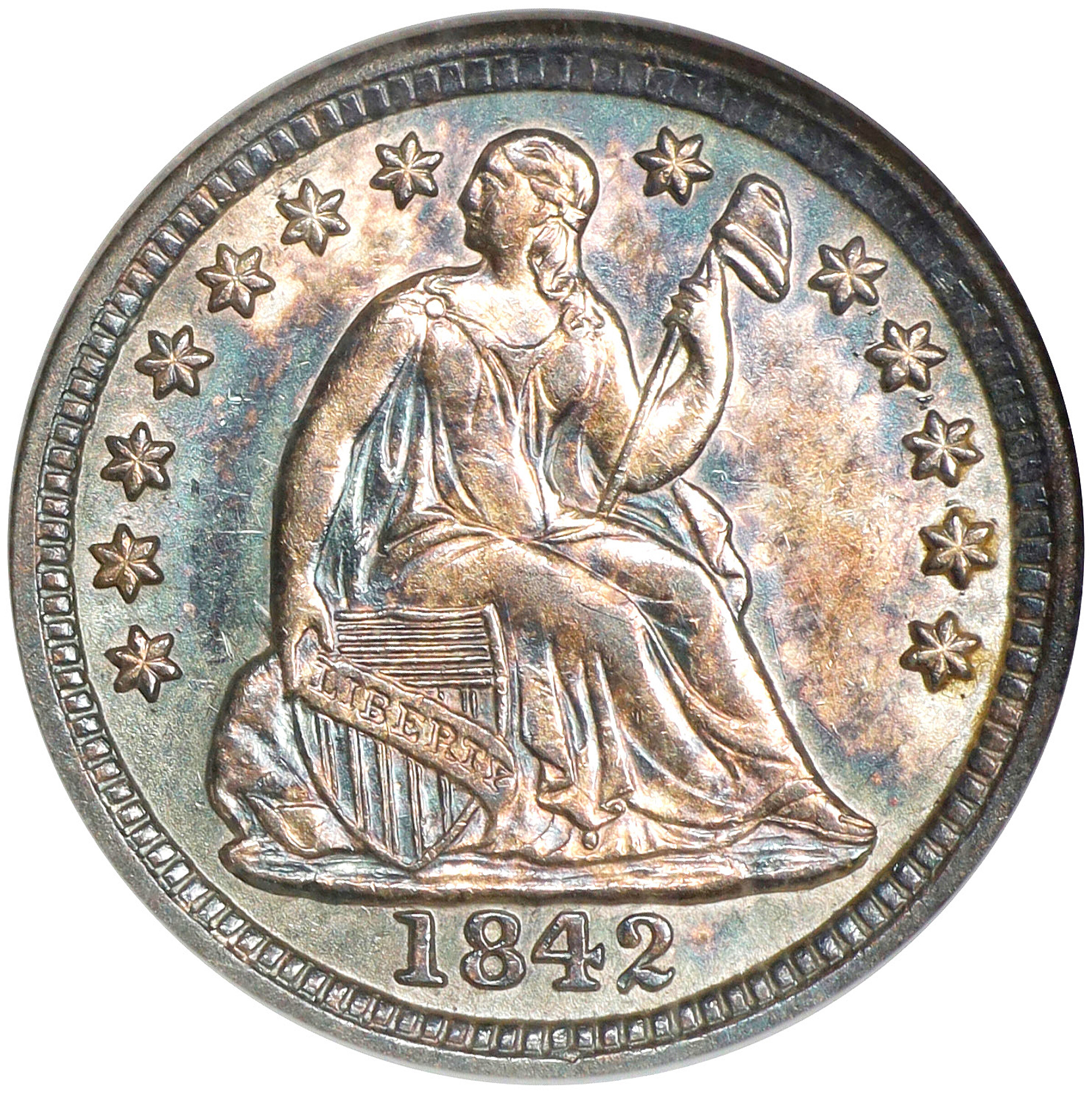 1842 Liberty Seated Half Dime. AU-55 (NGC). OH.