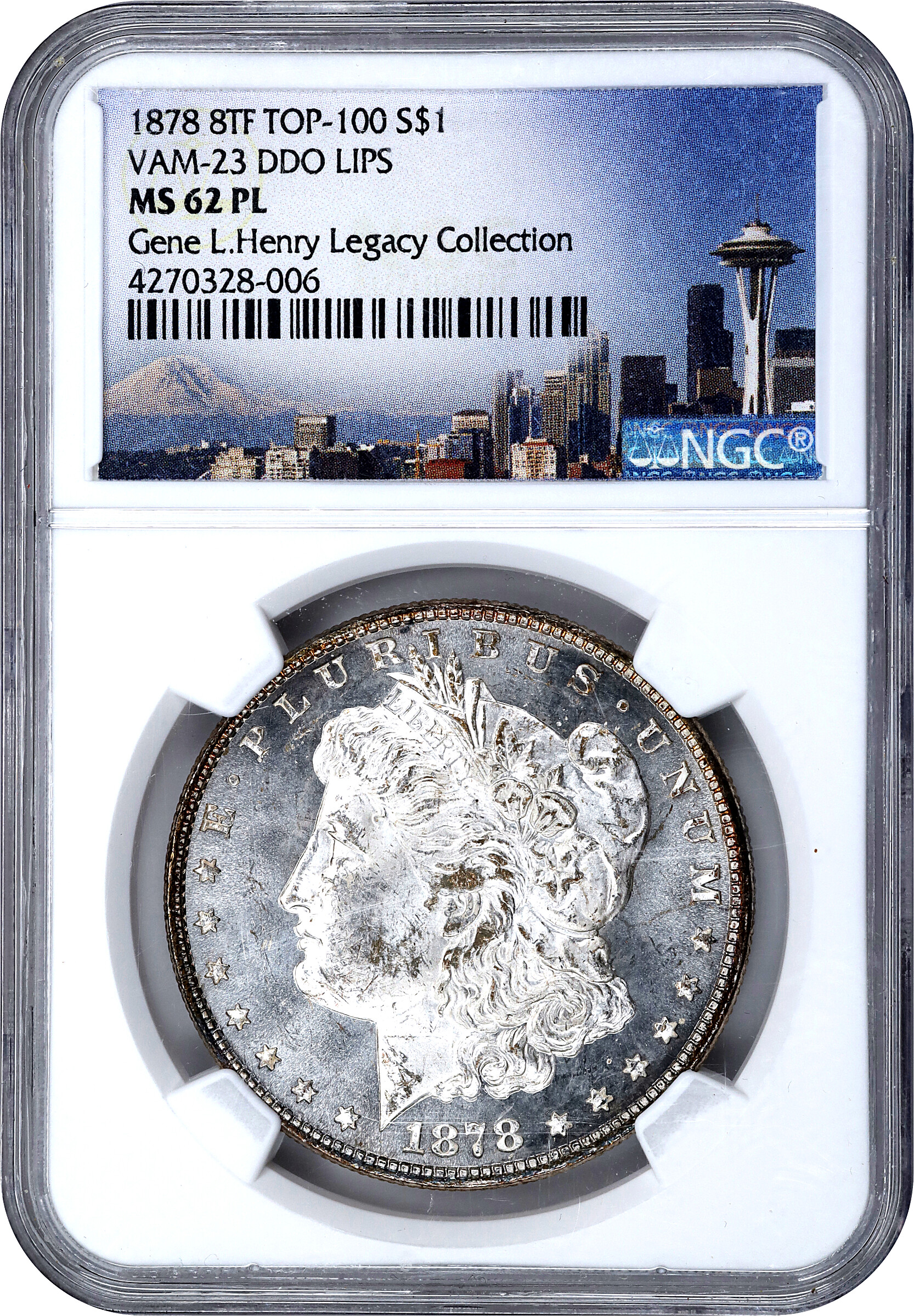 1878 8TF $1  Crazy Lips, VAM-23 MS PL MS62 PL thumbnail 24