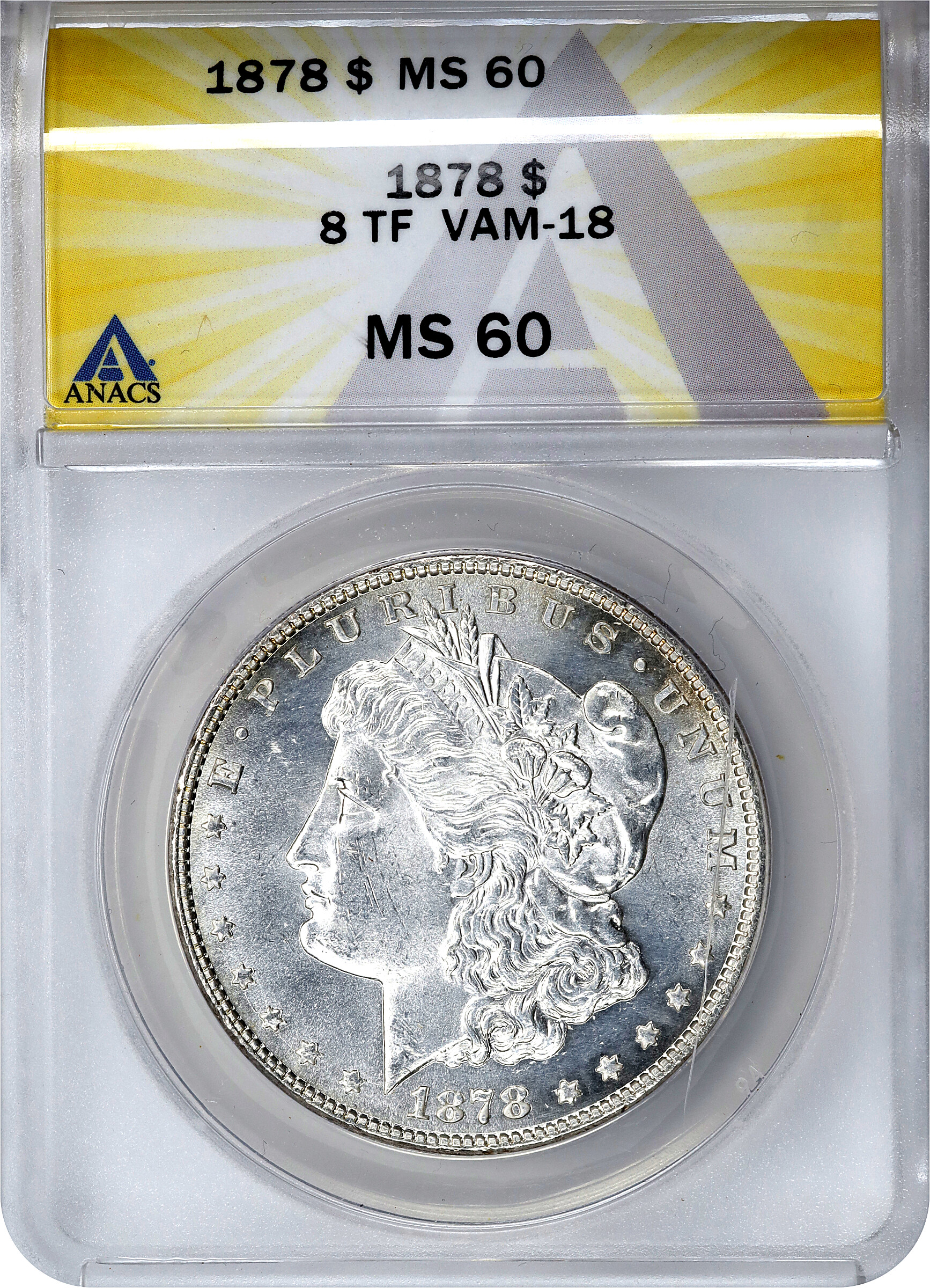 1878 8TF $1  Doubled Date, VAM-18 AU55 CAC thumbnail 8