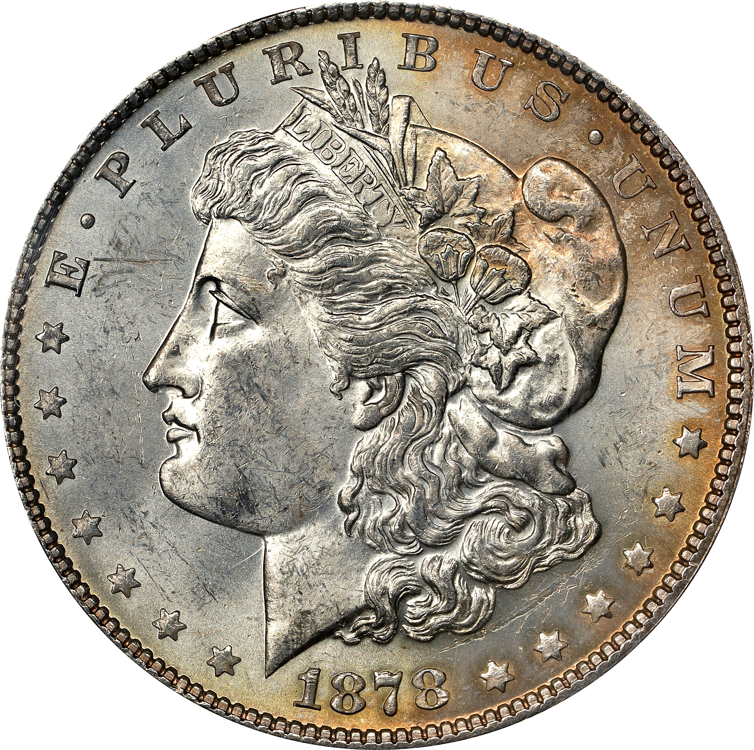 1878 Morgan Silver Dollar. 7/8 Tailfeathers. VAM-41. Top 100 Variety. Strong, 7/7 Tailfeathers. MS-63 (PCGS).