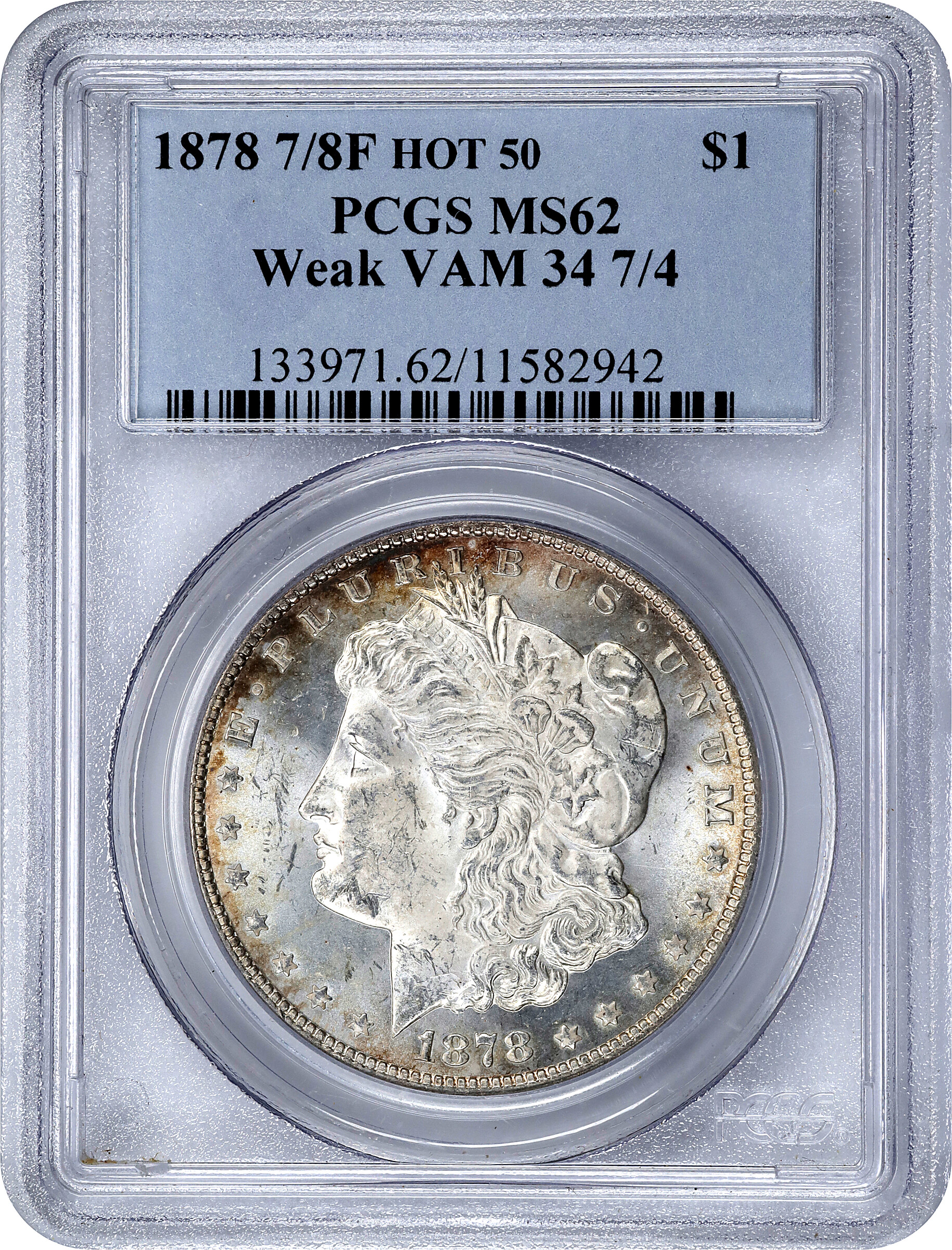 1878 7/8TF $1  Weak, 7/4, VAM-34 MS62 CAC thumbnail 6