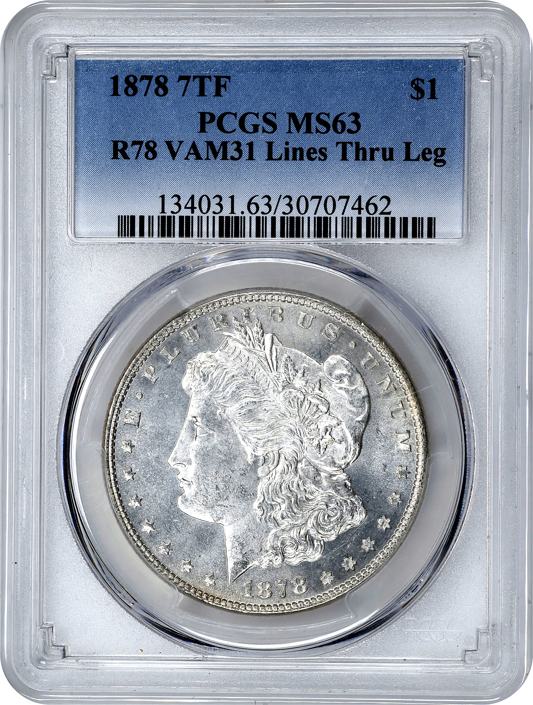 1878 7/8TF $1  Weak, 7/0TF, Line Thru Leg, VAM-31 F12 thumbnail 25