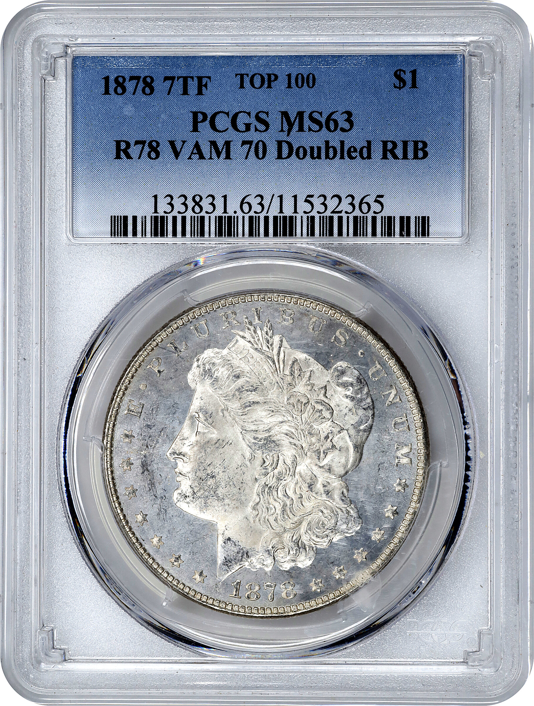 1878 7TF $1  Reverse of 1878, Doubled RIB, VAM-70 MS63 thumbnail 4