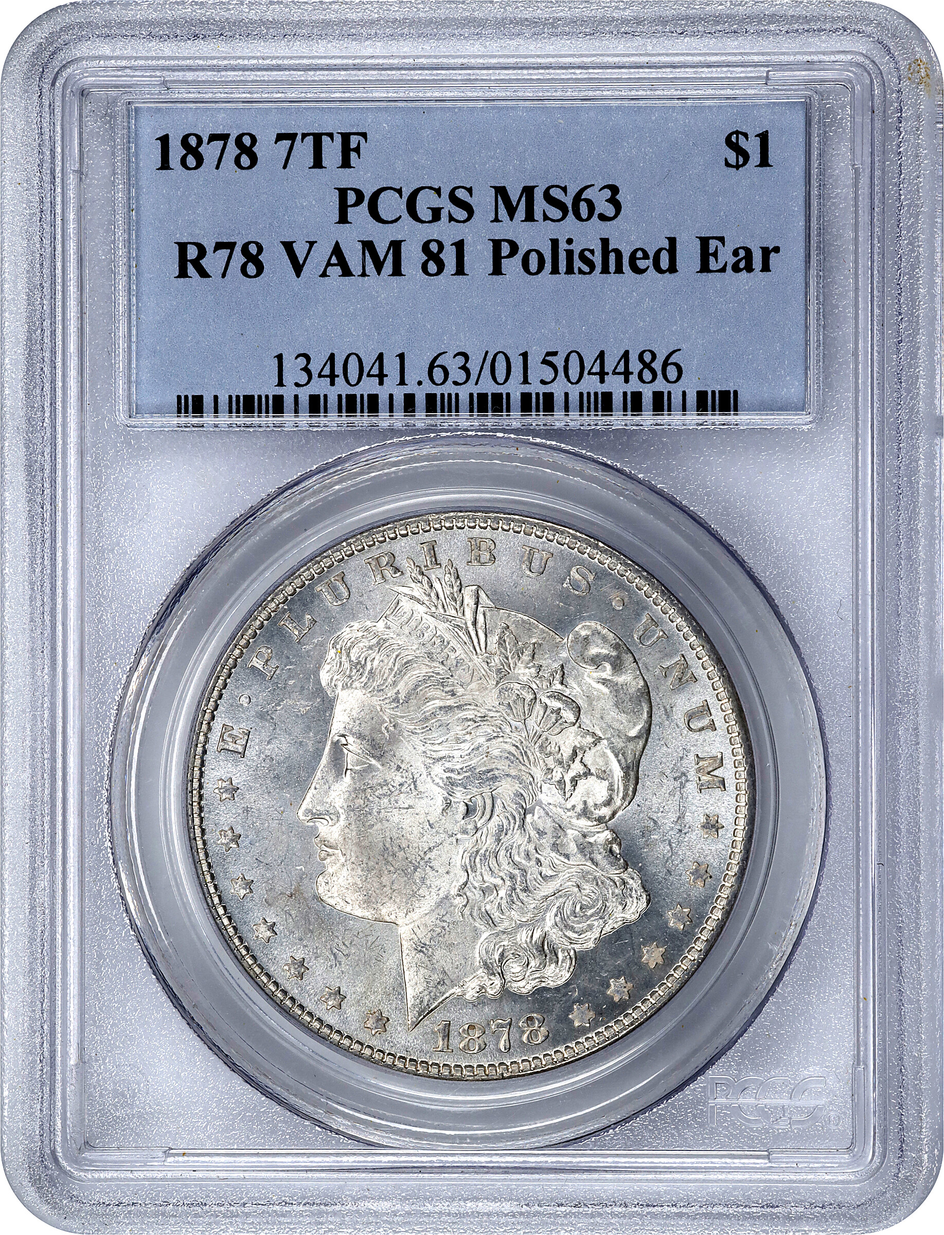 1878 7TF $1  Reverse of 1878, Polished Ear, VAM-81 G4 thumbnail 13