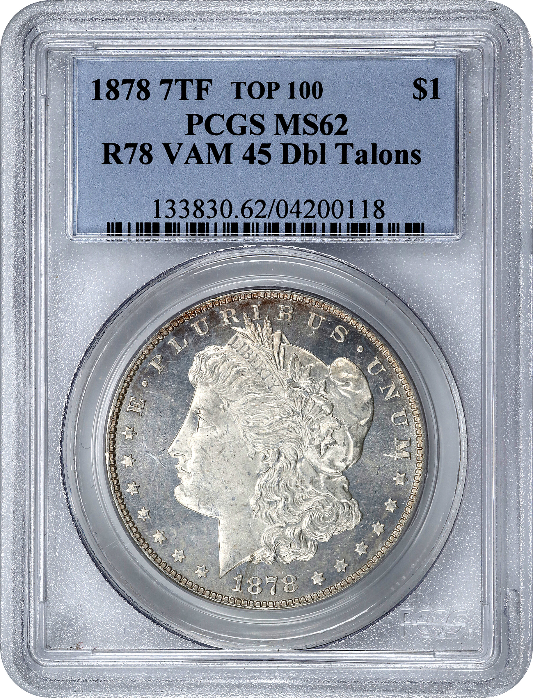 1878 7/8TF $1  Weak, 7/0TF, Doubled Talons, VAM-45 AU50 thumbnail 21