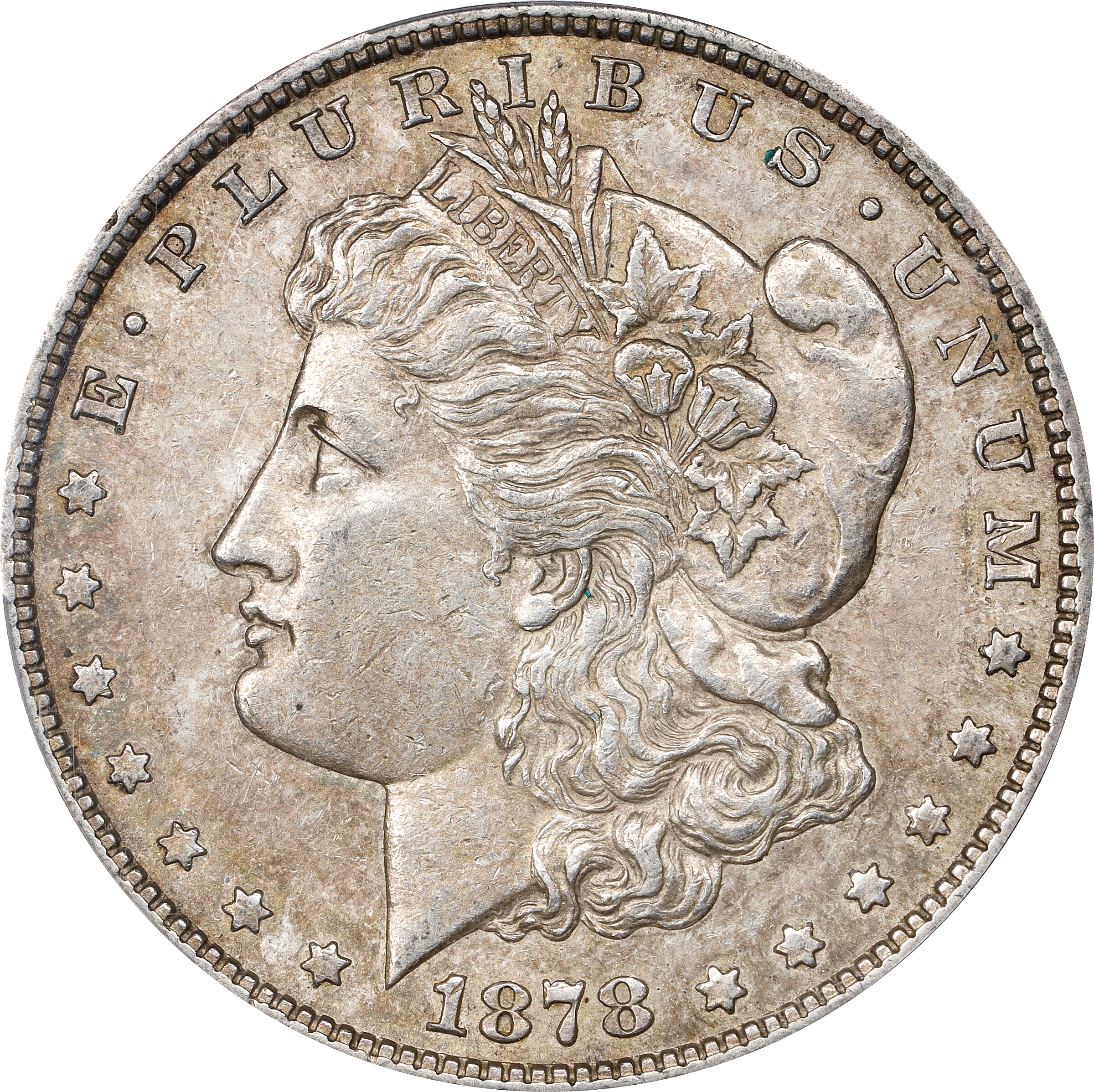 1878-S Morgan Silver Dollar. VAM-57. Top 100 Variety. Long Arrow Shaft. AU-50 (PCGS).