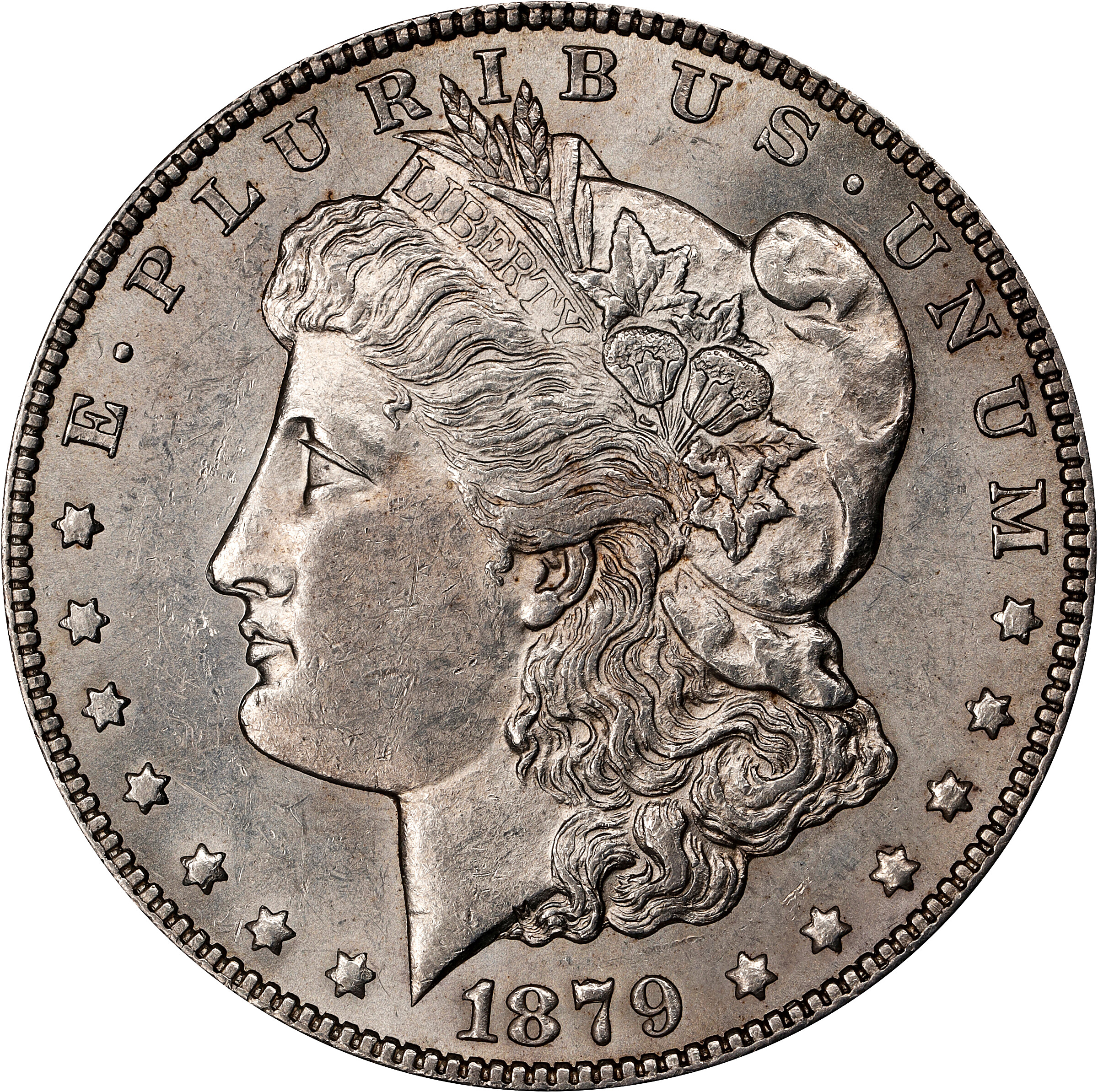 1879-S Morgan Silver Dollar. VAM-52. Top 100 Variety. Reverse of 1878. AU-58 (ANACS).