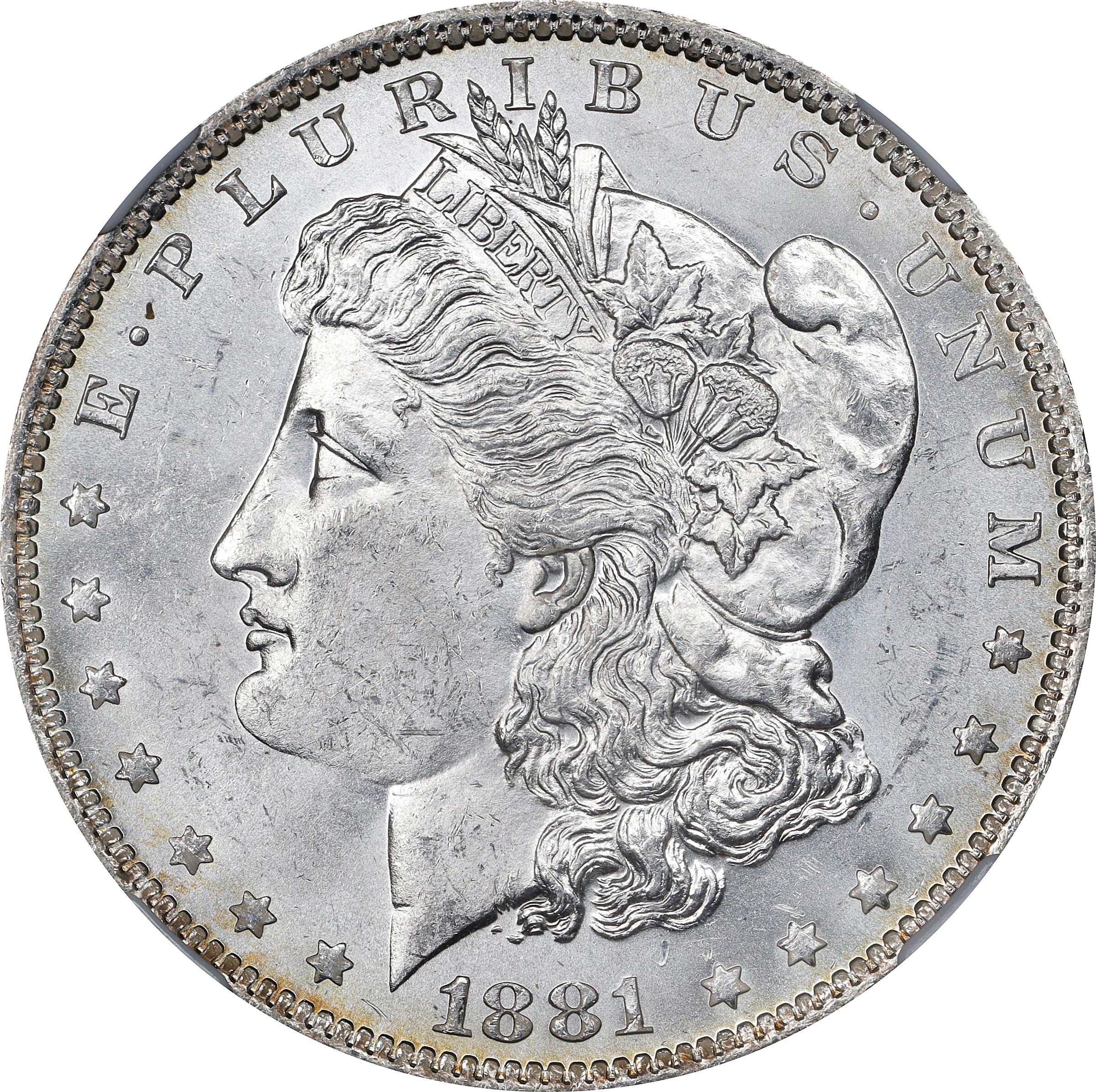 1881-O Morgan Silver Dollar. VAM-5. Hit List 40. Gouged O, So-Called O/S. MS-63 (NGC).