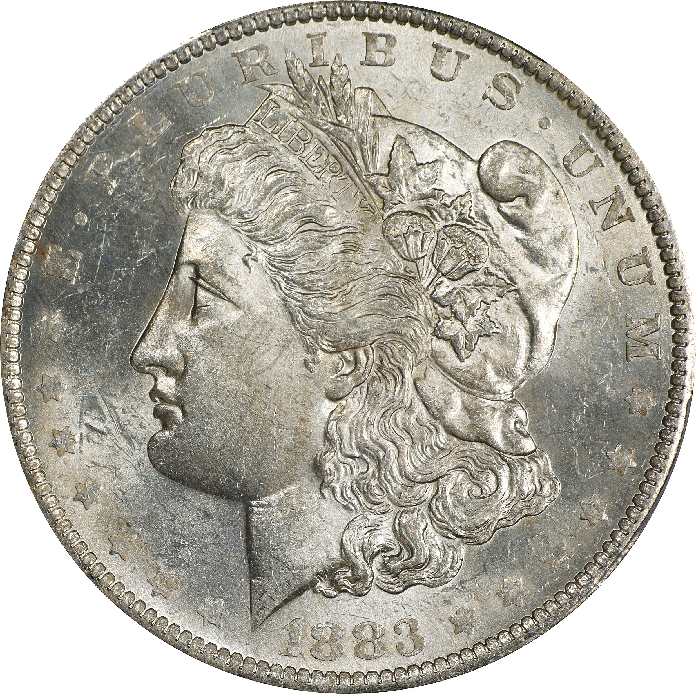 1883-O Morgan Silver Dollar. VAM-22A. Hot 50 Variety. Partial E on Reverse. MS-62 (PCGS).