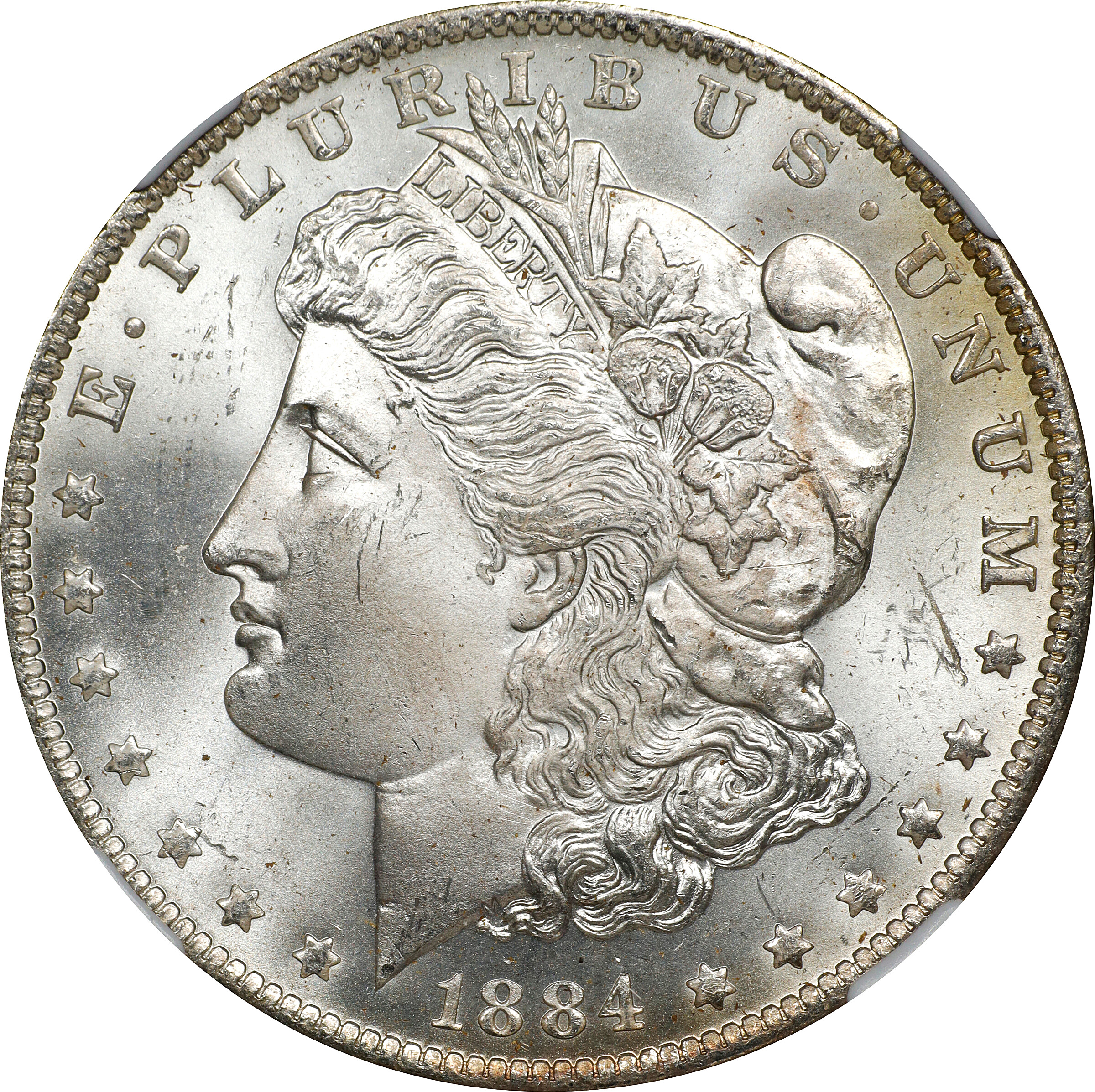 1884-O/O Morgan Silver Dollar. VAM-6. Top 100 Variety. Repunched Mintmark. MS-66 (NGC).