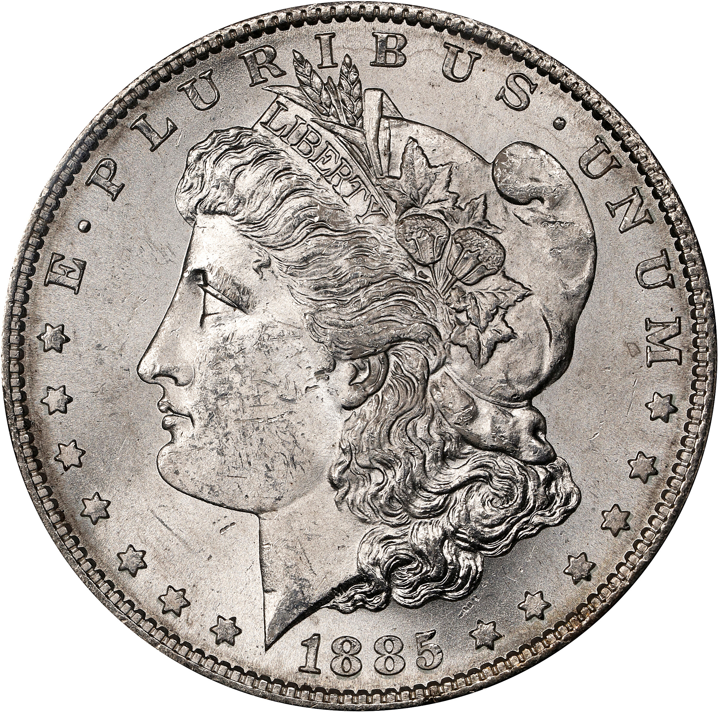 1885-S/S Morgan Silver Dollar. VAM-6. Top 100 Variety. Repunched Mintmark. MS-62+ (PCGS).