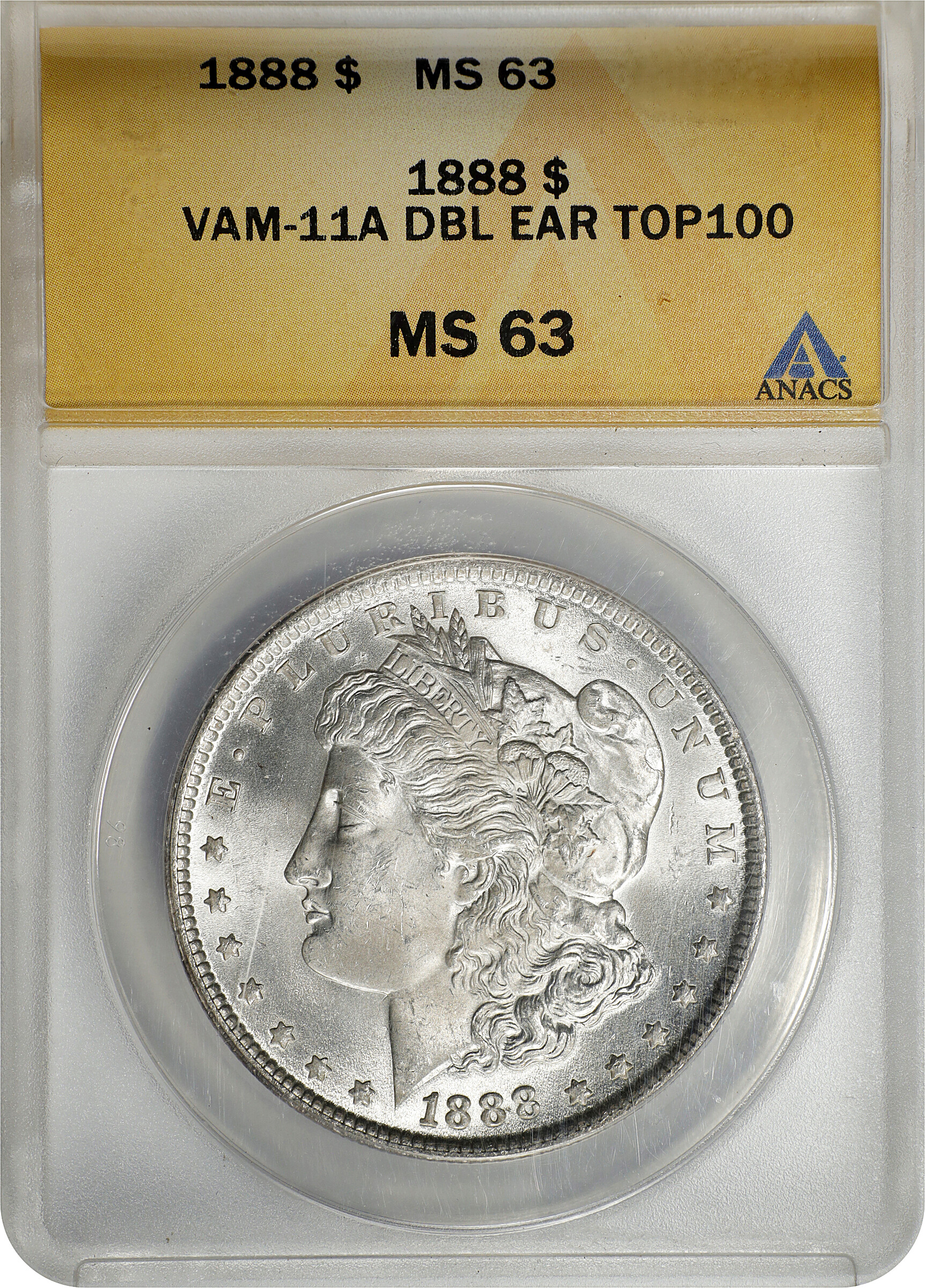 1888 $1  Doubled Ear, VAM-11 MS63 CAC thumbnail 7