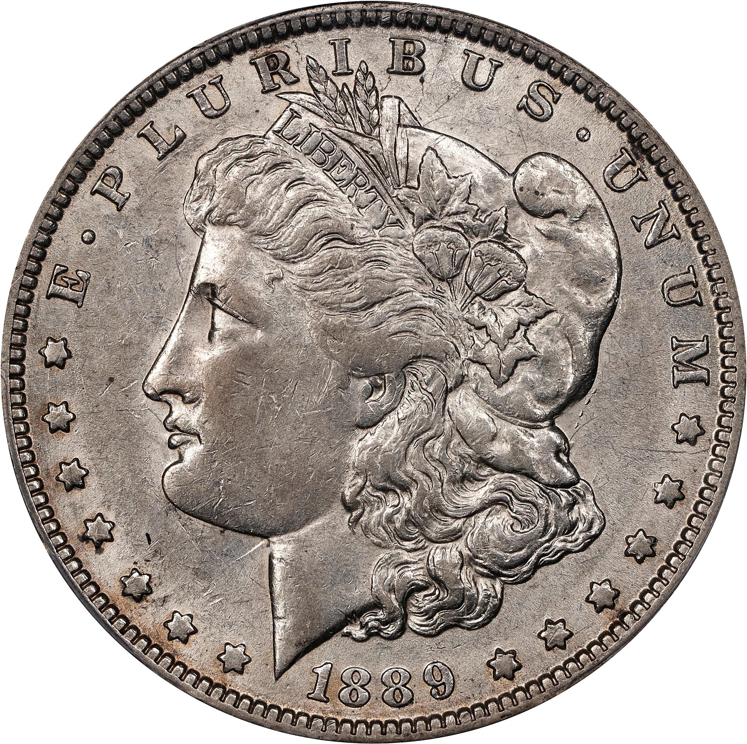 1889-O Morgan Silver Dollar. VAM-1A. Top 100 Variety. Clashed E on Reverse. AU-53 (PCGS).