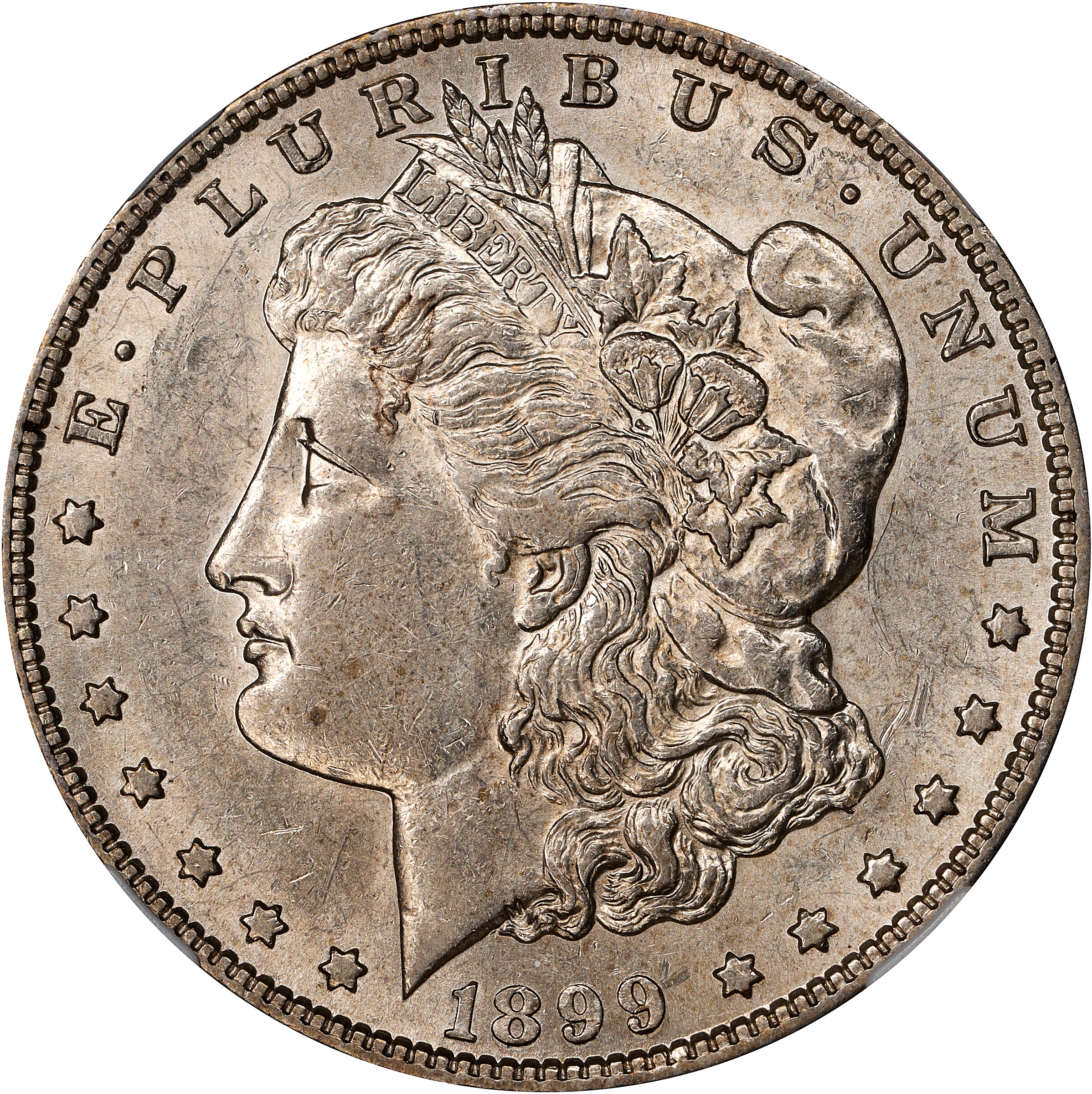 1899/99-S Morgan Silver Dollar. VAM-7. Top 100 Variety. Repunched Date. AU-55 (NGC).