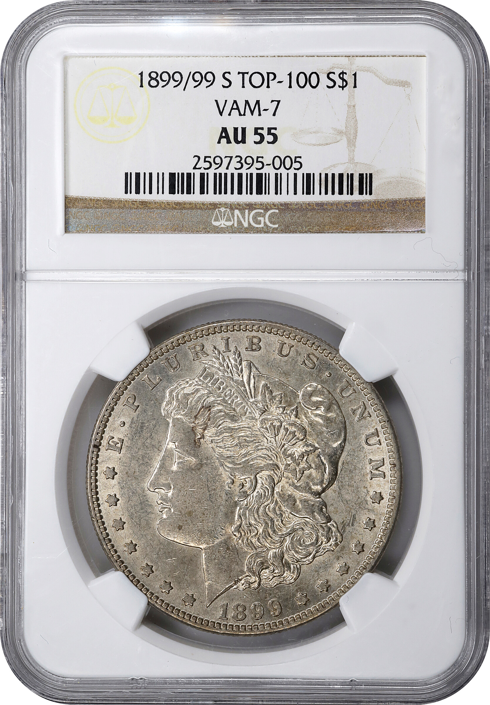 1899-S $1  Doubled Date, VAM-7 XF40 CAC thumbnail 5