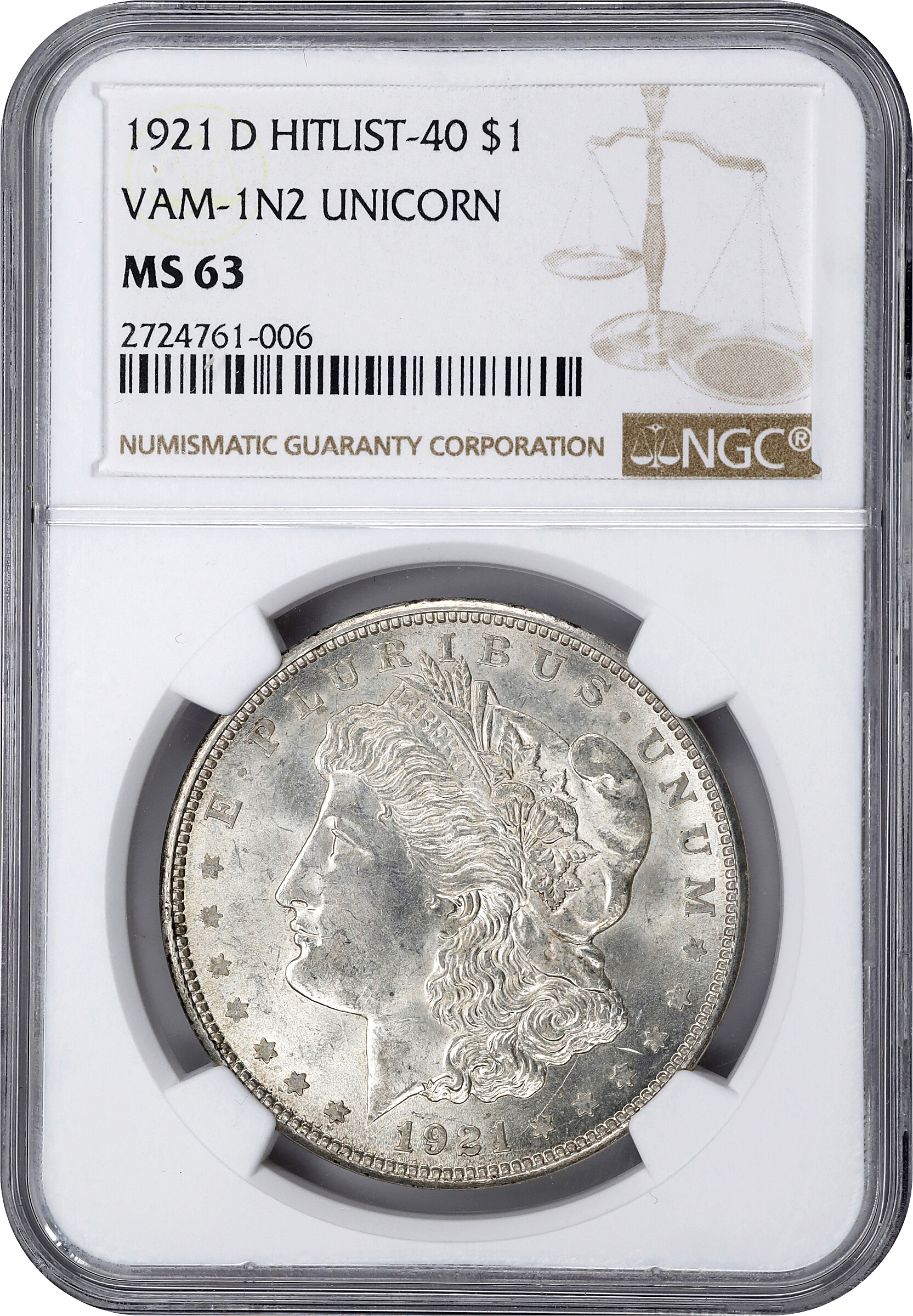 1921-D $1  Unicorn, VAM-1N MS66 thumbnail 10