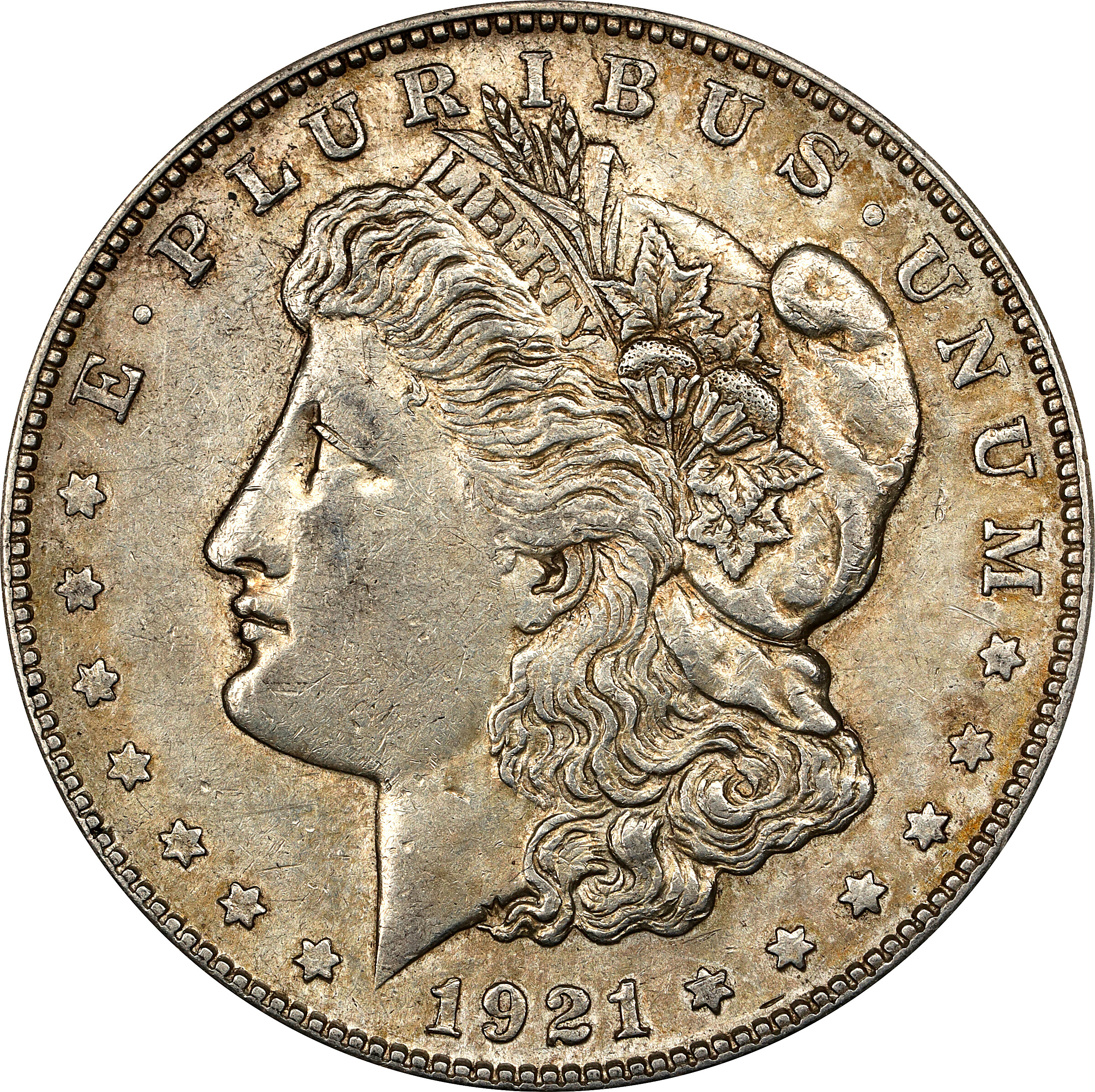 1921-S Morgan Silver Dollar. VAM-1B6b. Hit List 40. Thorn Head. AU-55 (ANACS).