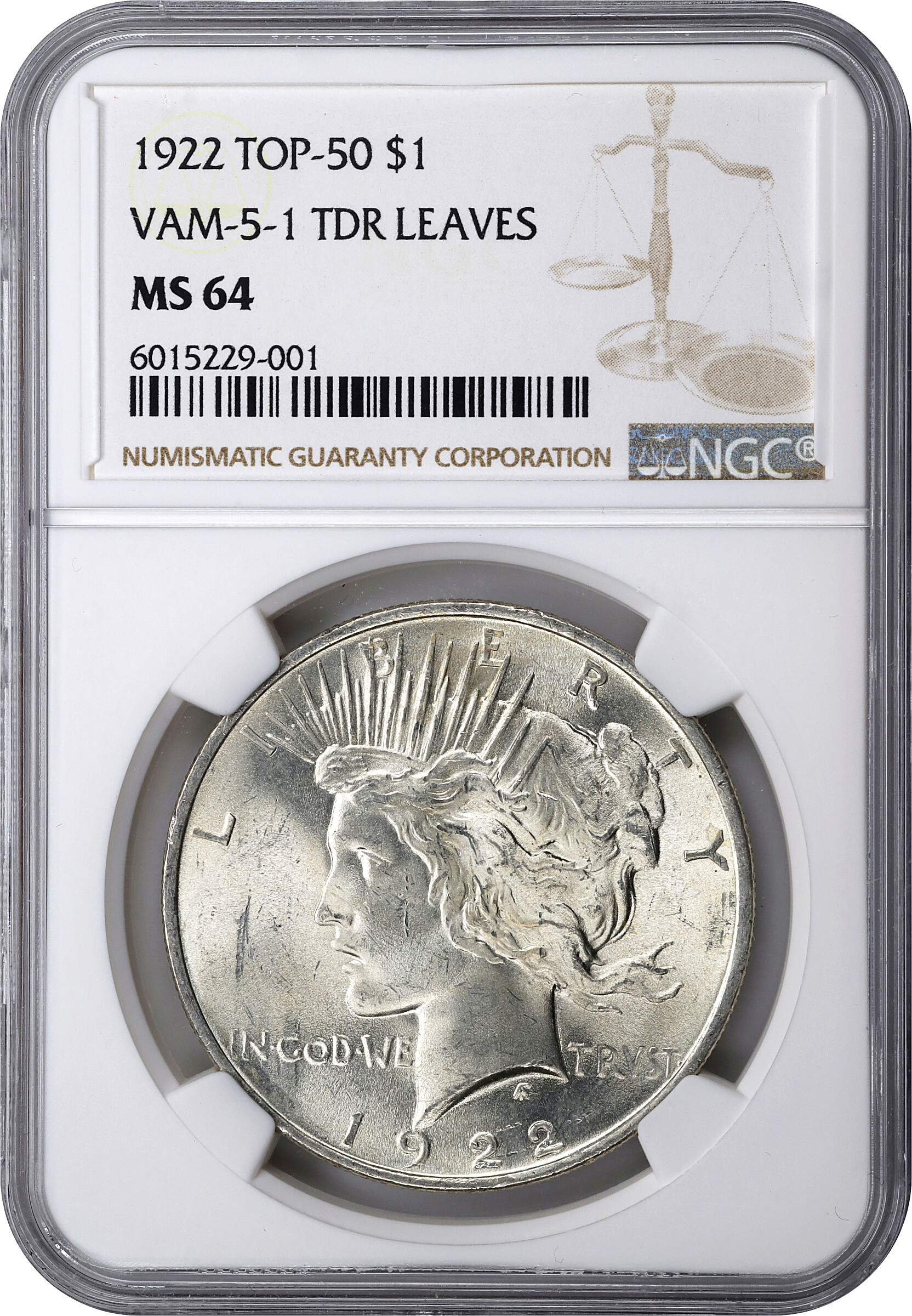 1922 $1  Tripled Leaves, VAM-5 MS64 thumbnail 5