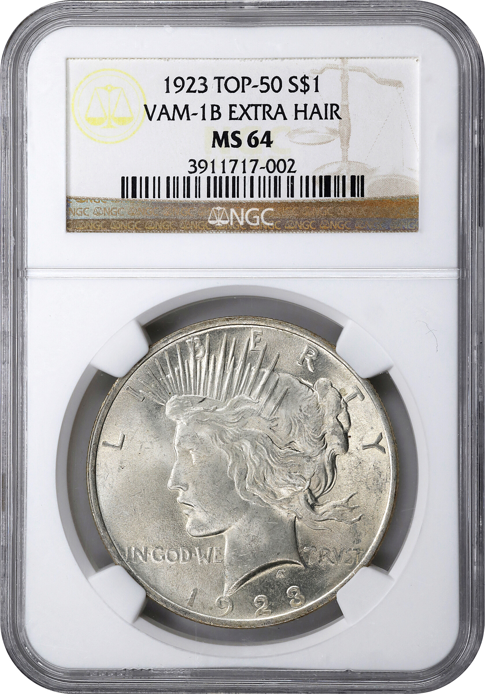1923 $1  Extra Hair, VAM-1B MS64 thumbnail 4