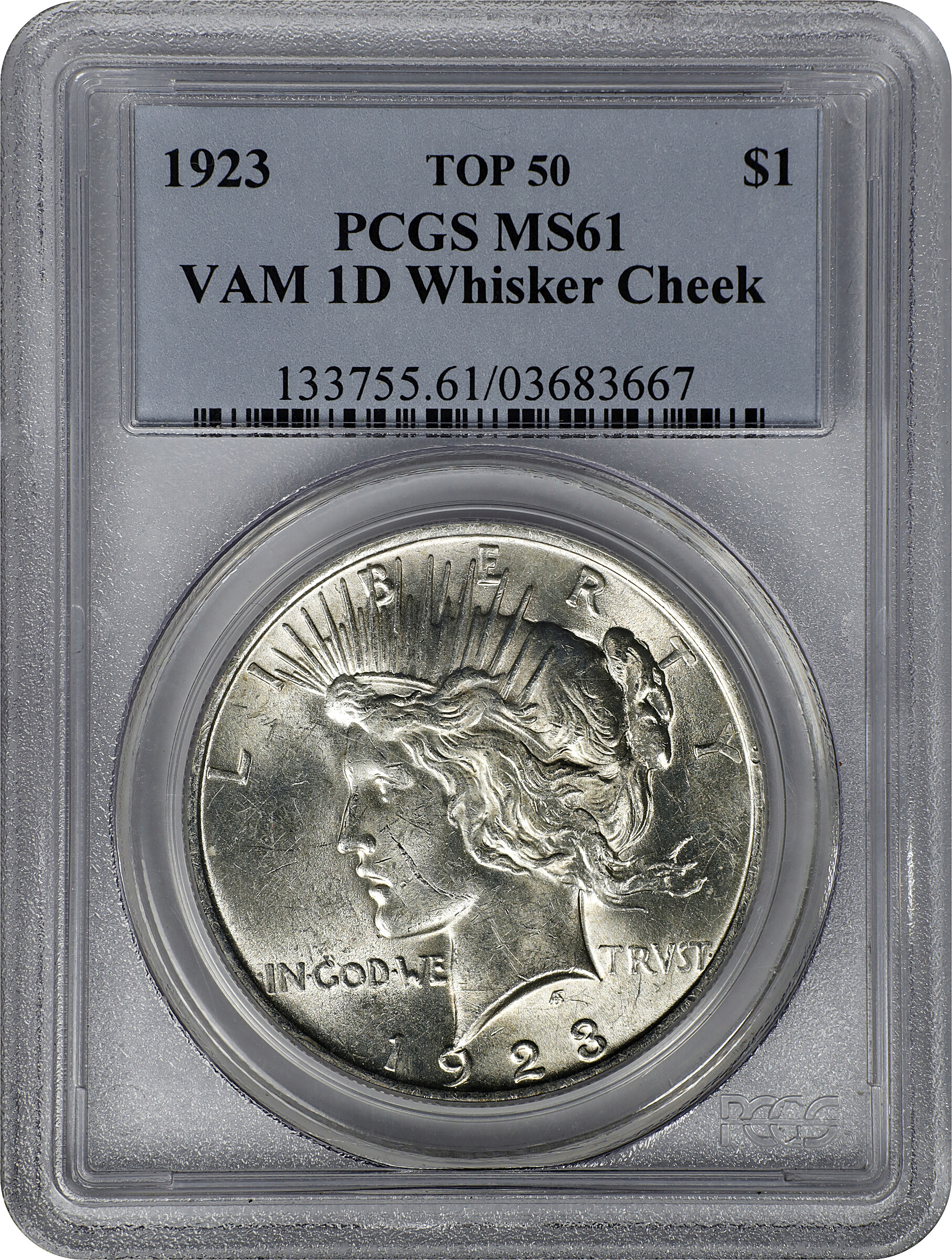 1923 $1  Whisker Cheek, VAM-1D XF40 CAC thumbnail 26