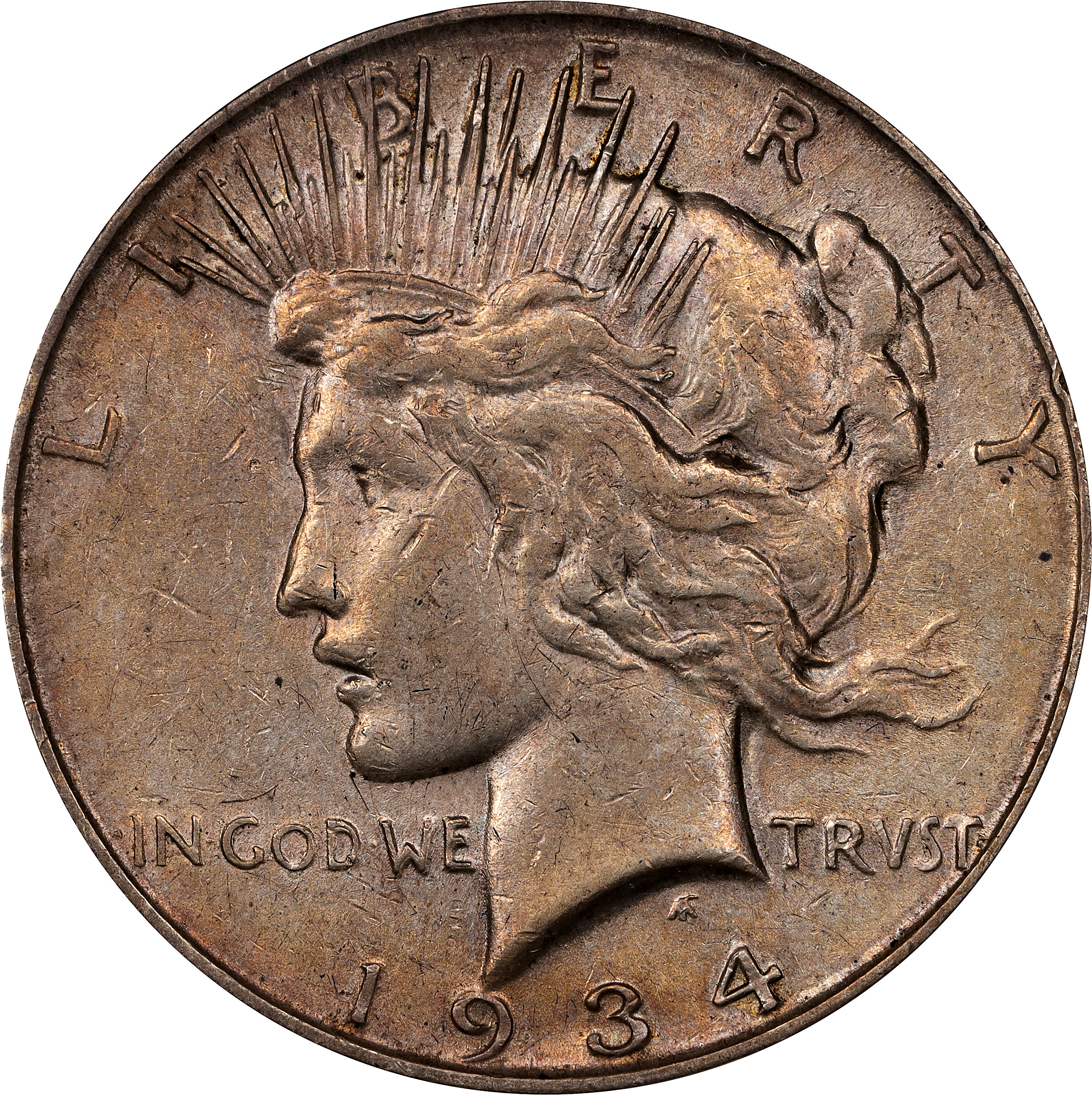 1934-D Peace Silver Dollar. VAM-4. Top 50 Variety. Doubled Die Obverse, Small D. EF-45 (ANACS).