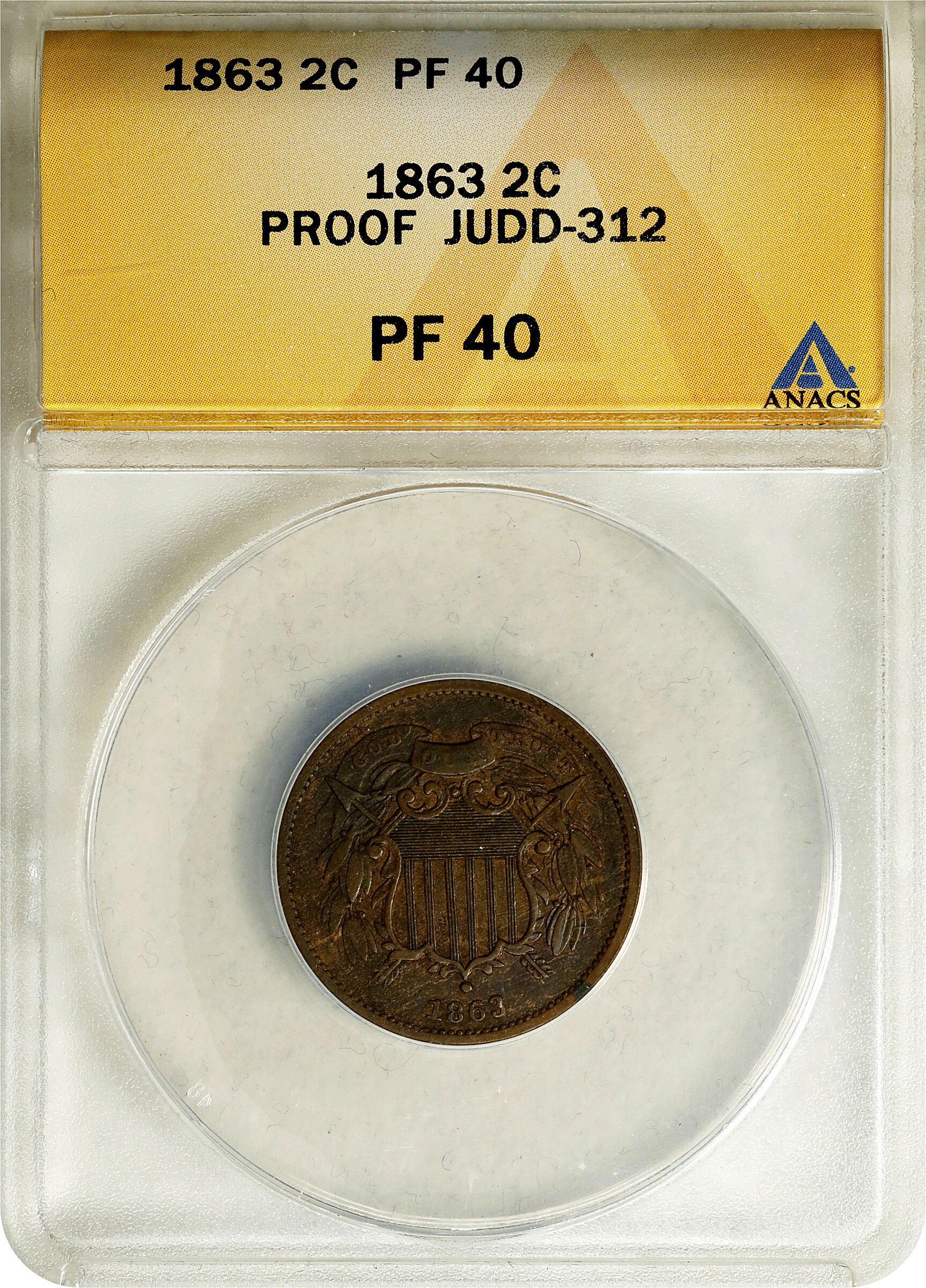 1863 P2c Bronze, J-312 PR BN XF40 BN thumbnail 3
