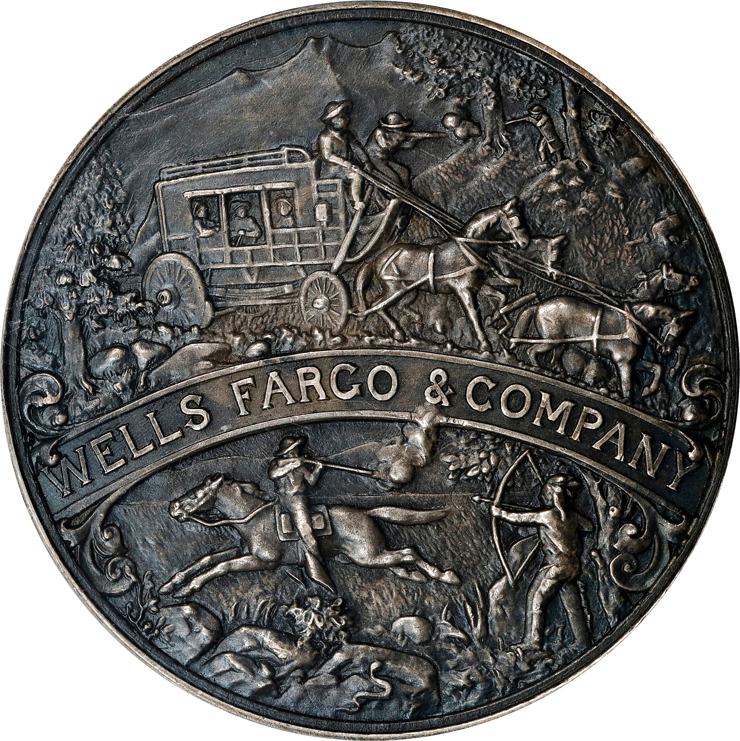 1902 Wells Fargo & Company Semicentennial Medal. HK-296. Rarity-5. Silver. MS-62 (PCGS).
