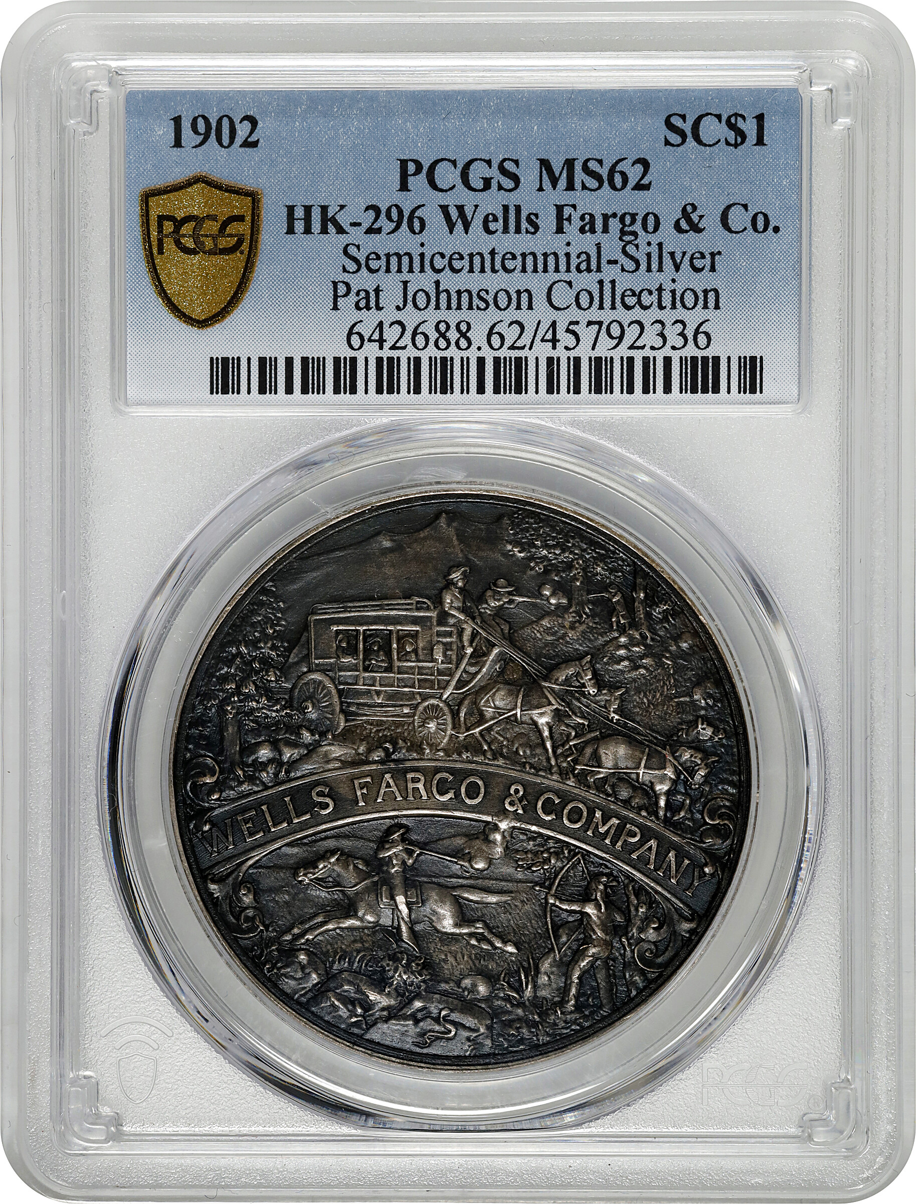 1902 SC$1 Wells Fargo, Silver, HK-296 XF40 thumbnail 6