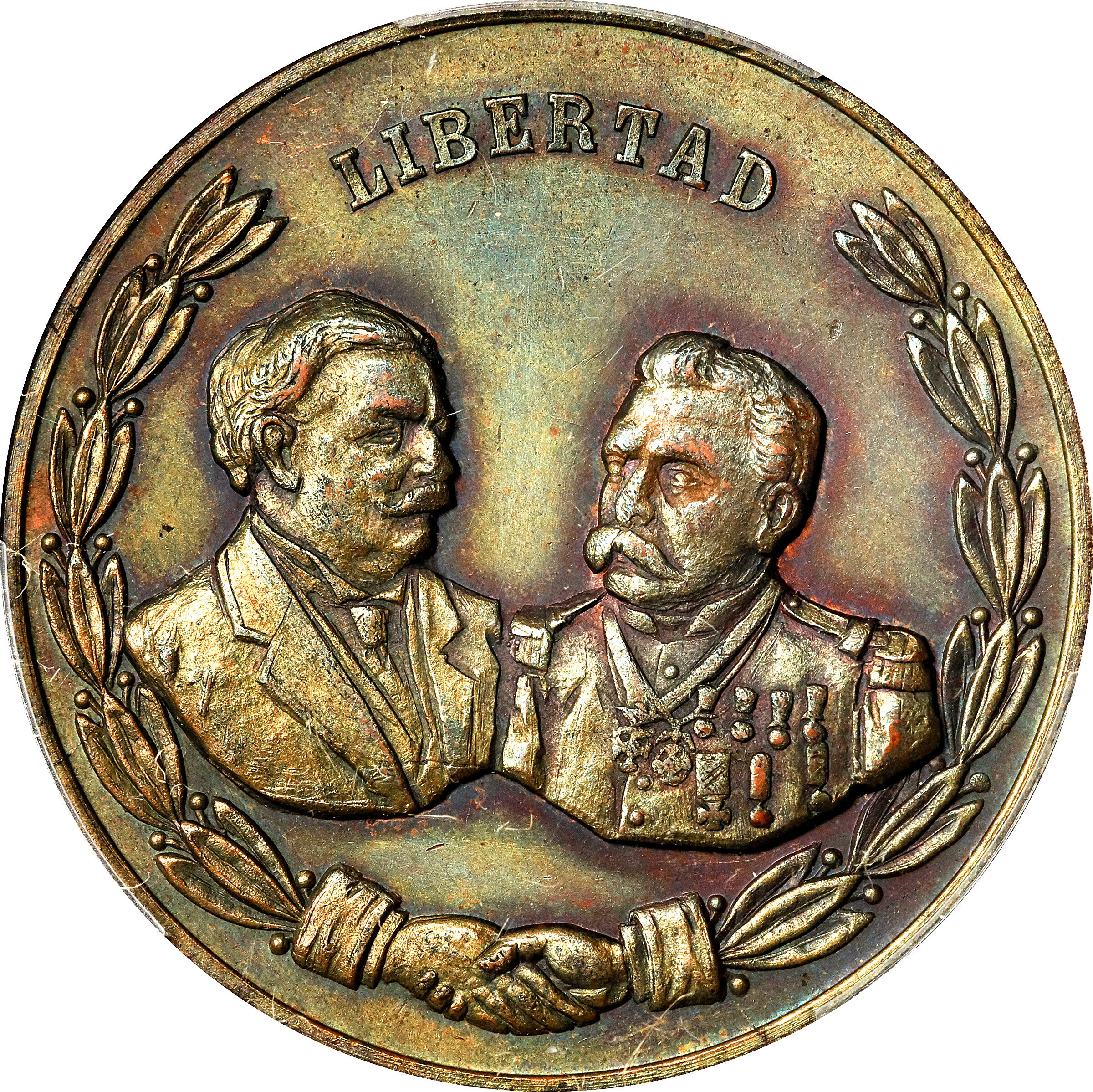 1909 Meeting of Presidents Taft and Diaz Medal. HK-387. Rarity-6. Copper. MS-62 BN (PCGS).