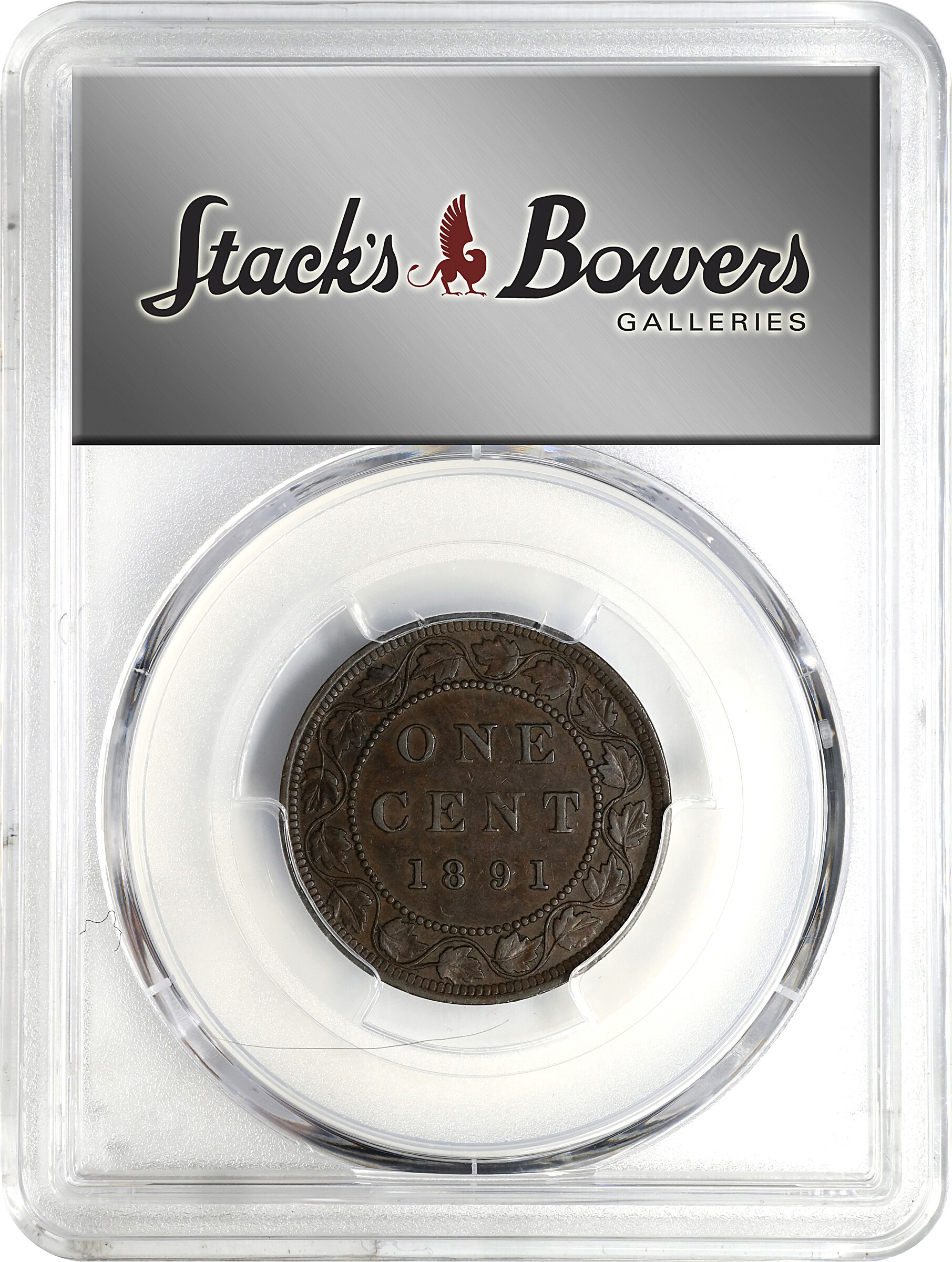 1891 1c Small Date, Large Leaves, Obverse 2 MS BN AU50 BN thumbnail 6