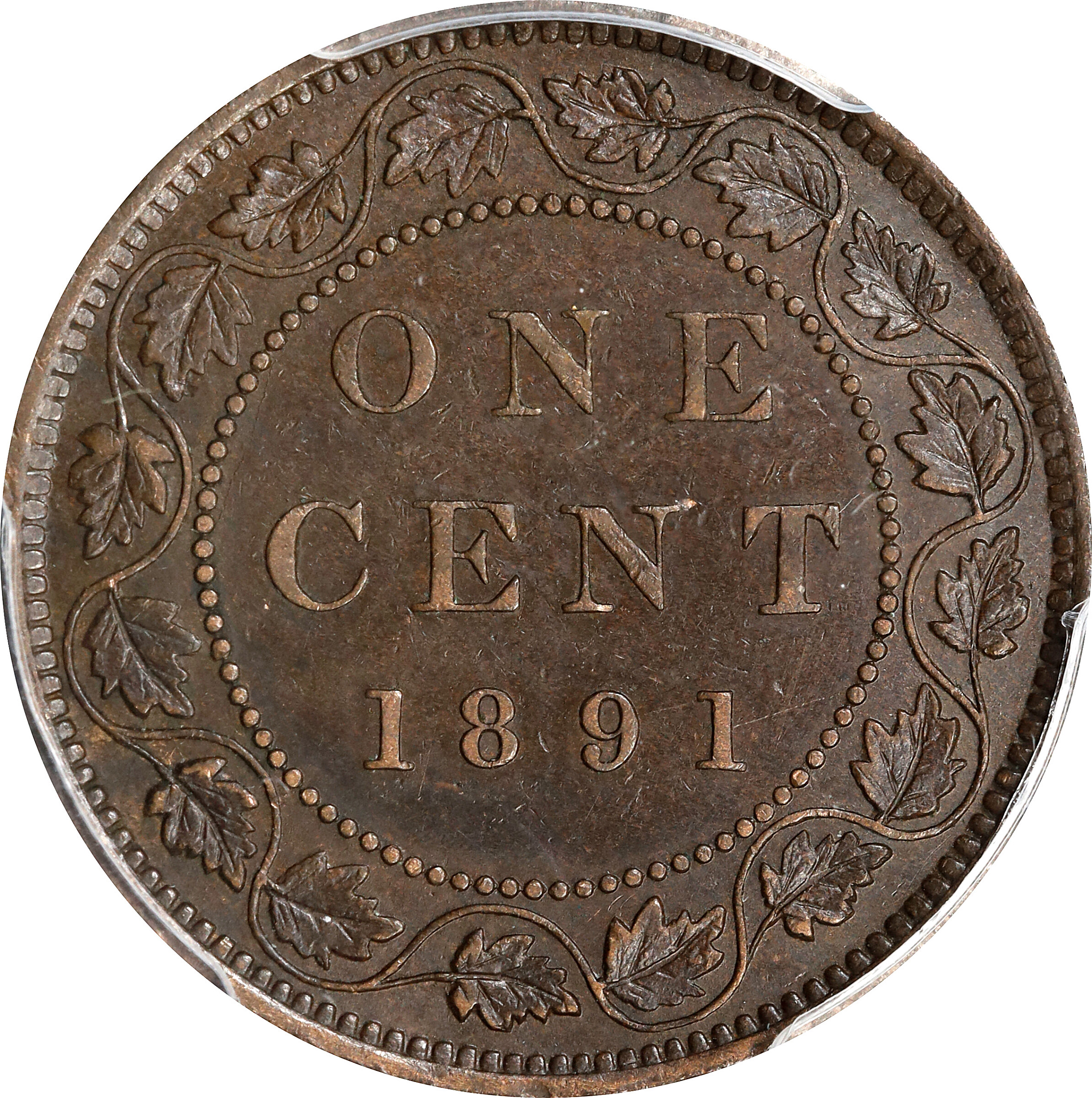 1891 1c Small Date, Small Leaves, Obverse 2 MS BN AU50 BN thumbnail 4