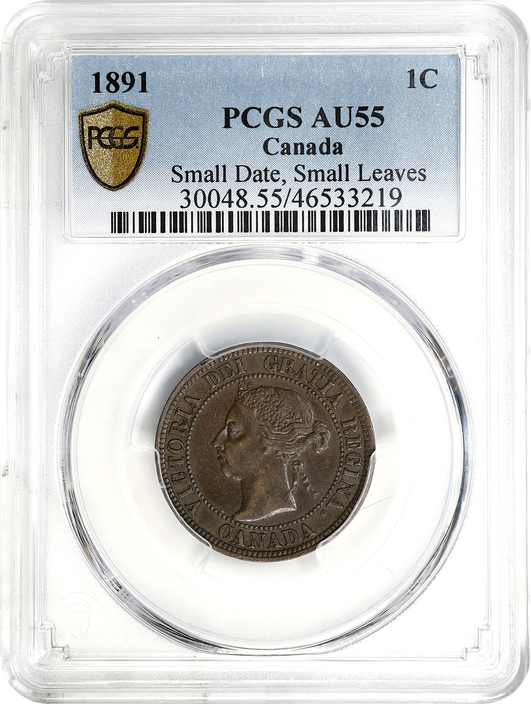 1891 1c Small Date, Small Leaves, Obverse 2 MS BN AU50 BN thumbnail 5