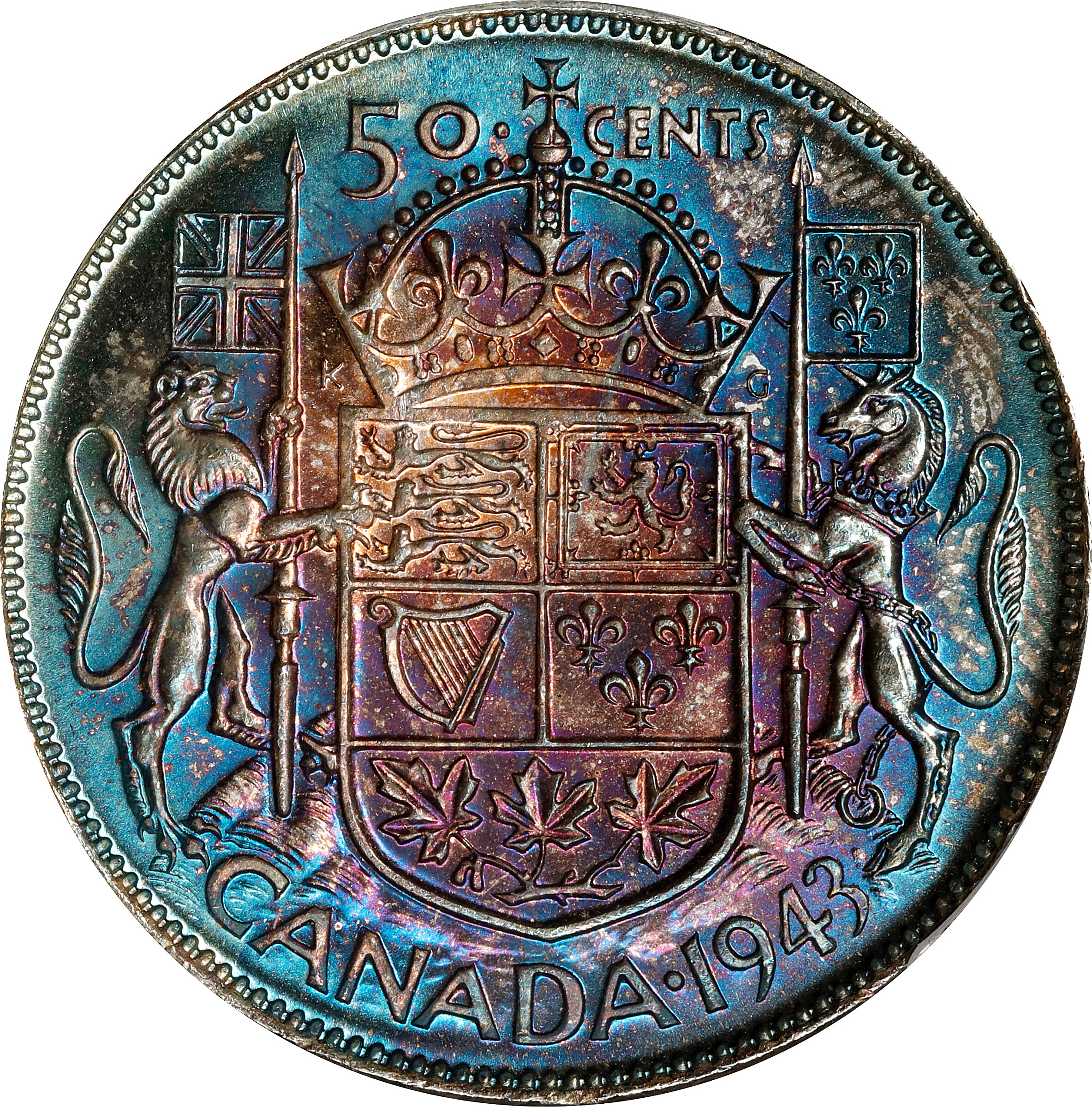 1943 50c Wide Date AU58 thumbnail 2